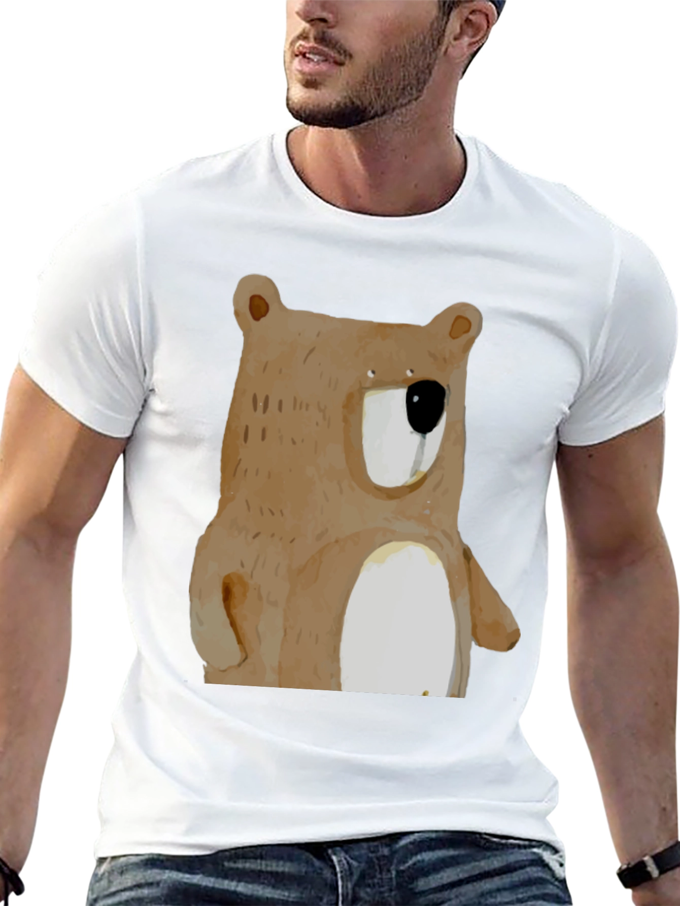Bear Graphic Print Crew Neck T-Shirt