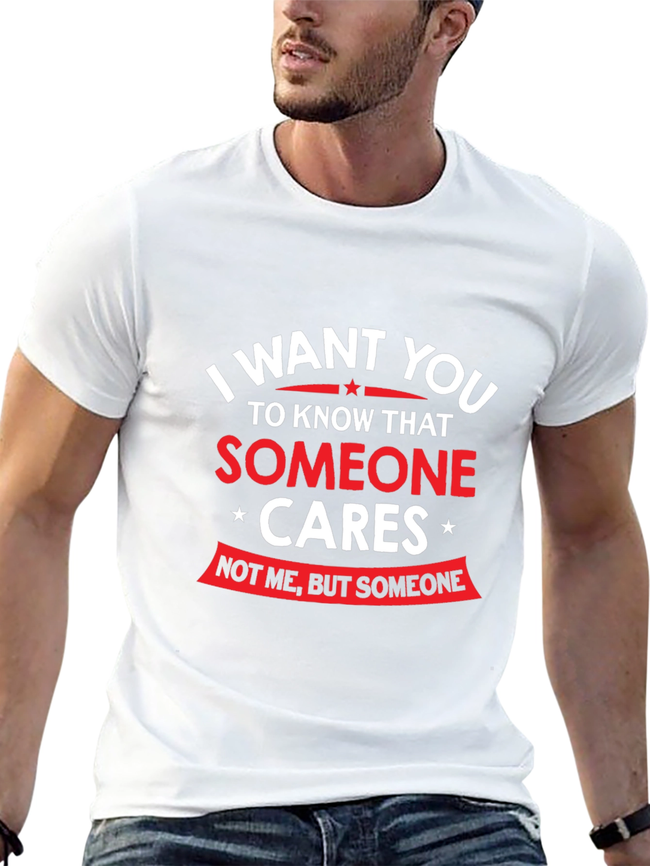 Humorous Someone Cares Graphic Tee - Black T-Shirt