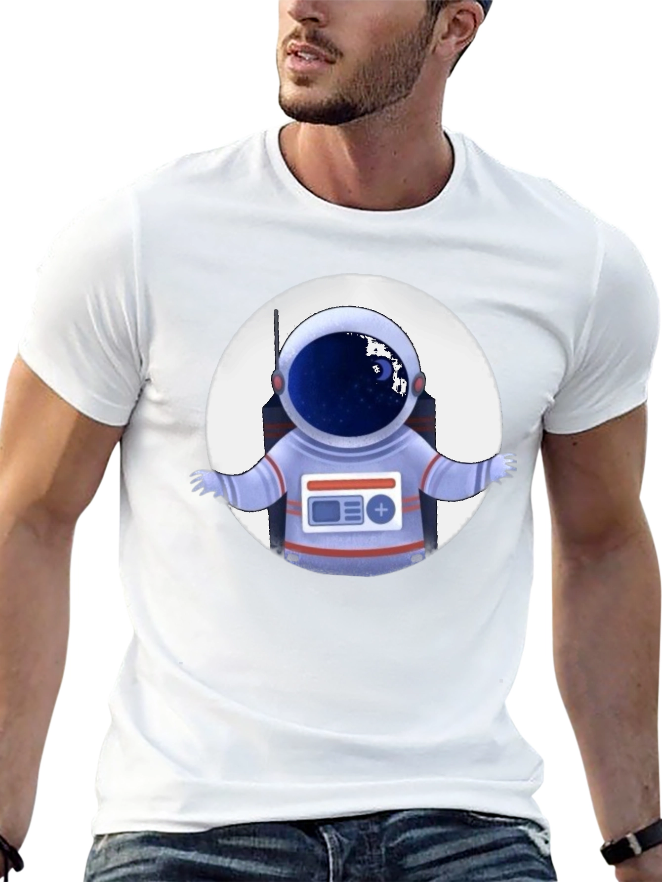 Astronaut Graphic Print T-Shirt - Space Explorer Tee