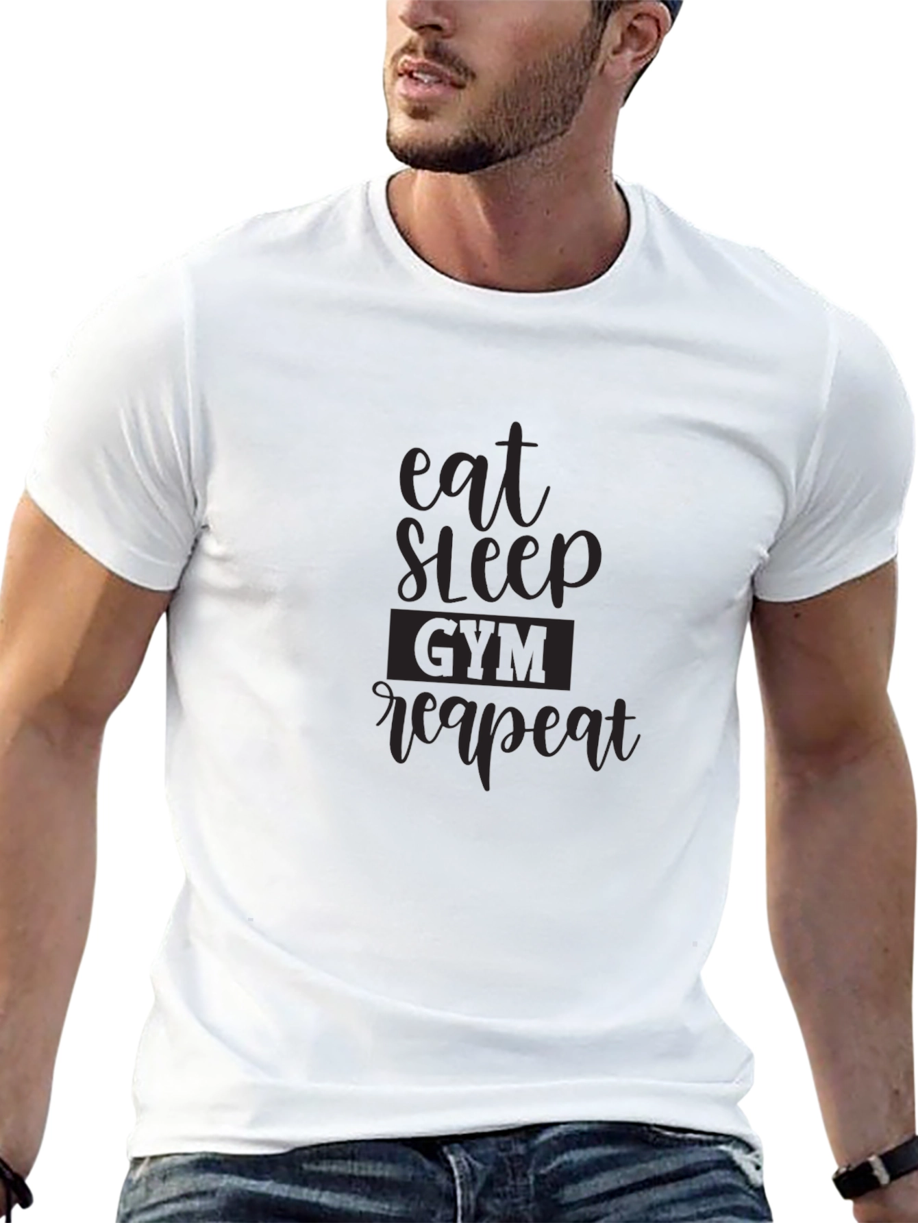 Eat Sleep Gym Repeat Black T-Shirt