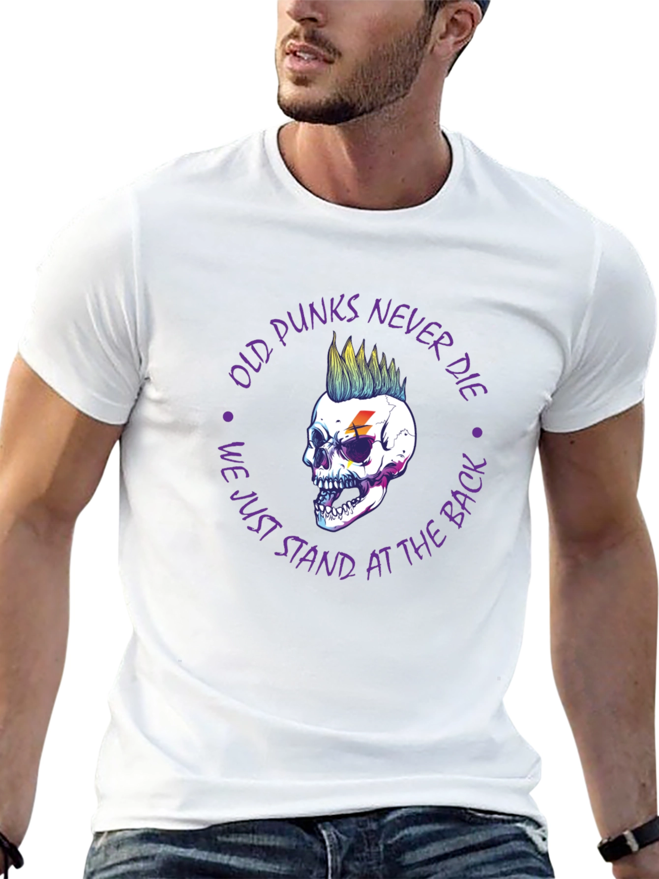 Punk Skull Graphic T-Shirt - Old Punks Never Die