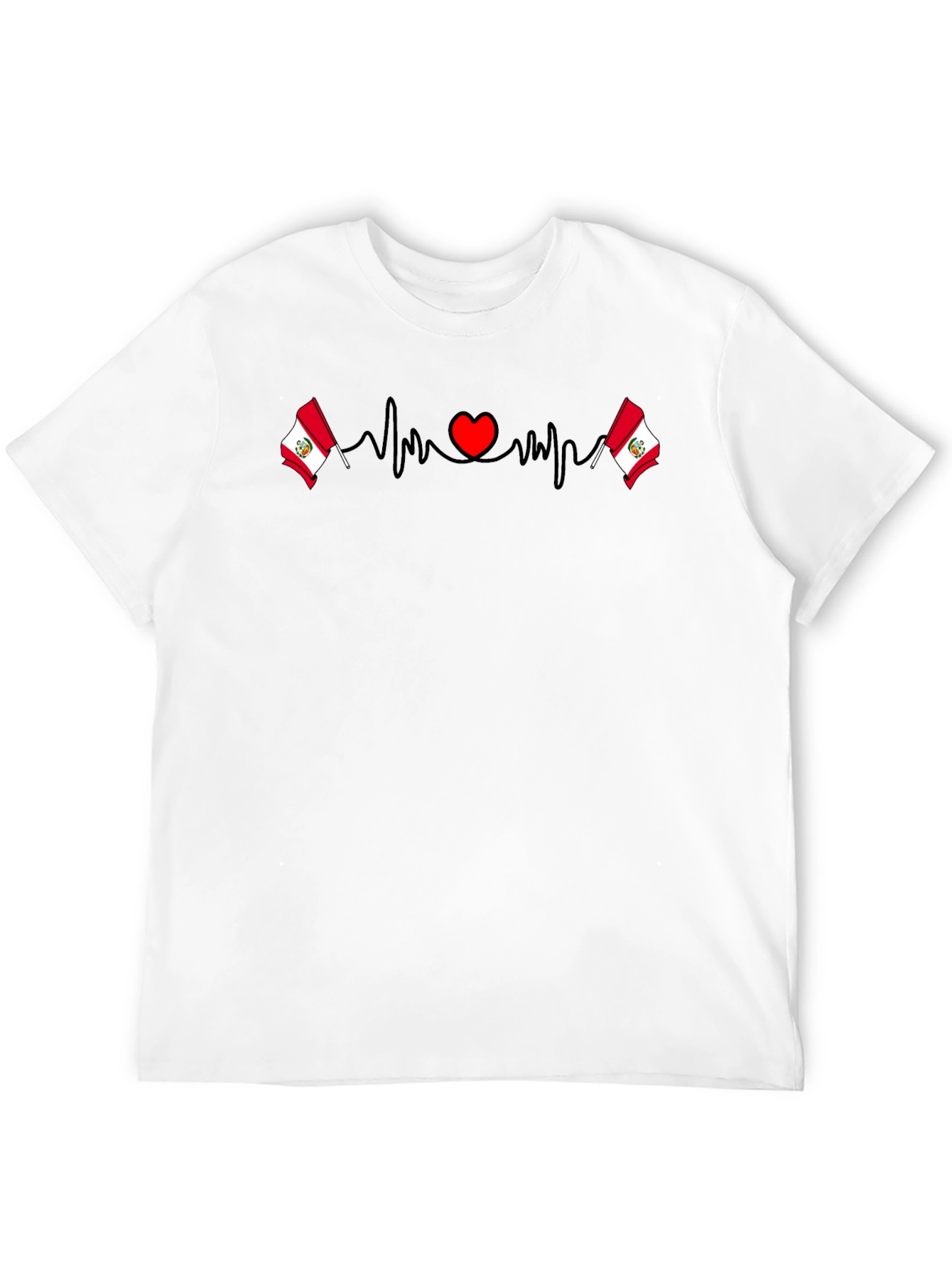 Peru Flag Heartbeat T-Shirt
