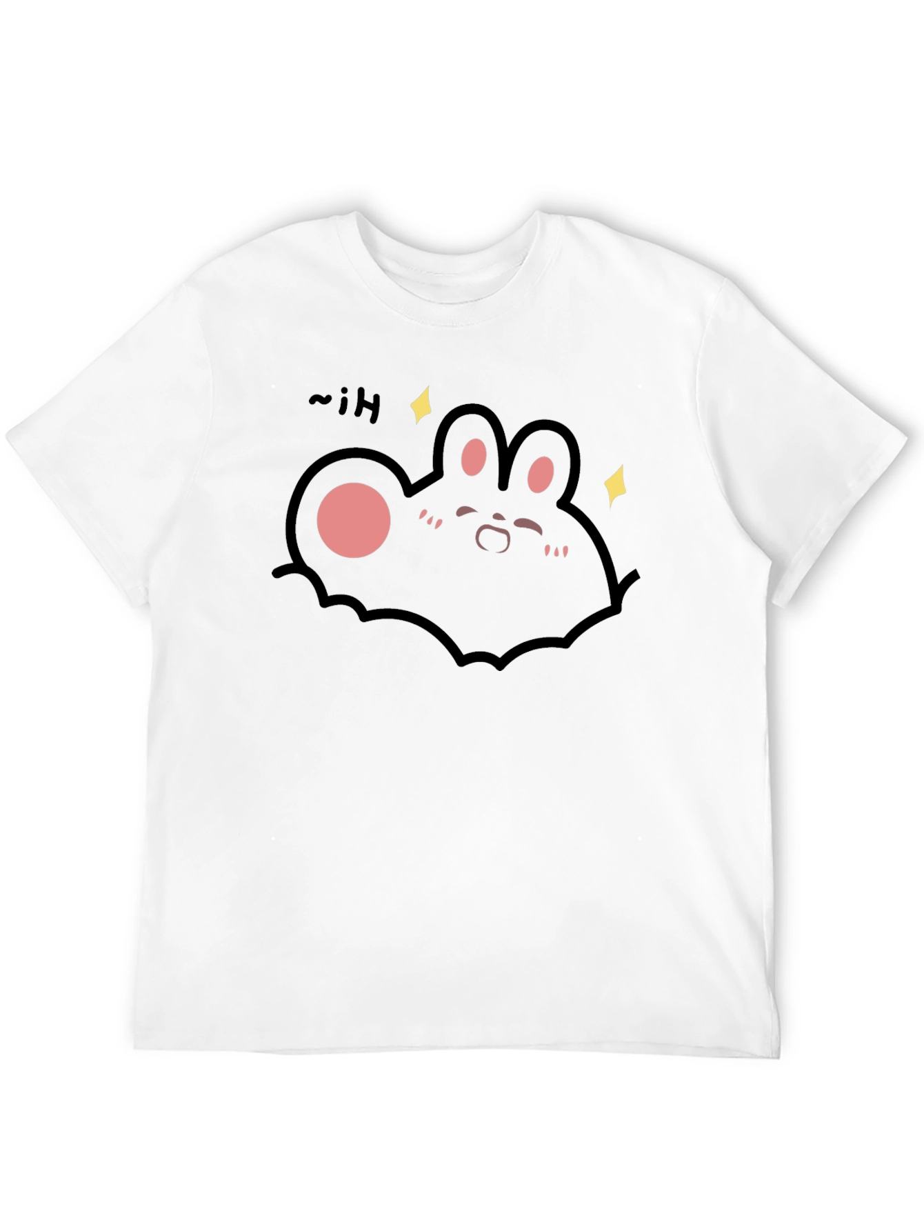 Cute Cartoon Bunny Black T-Shirt