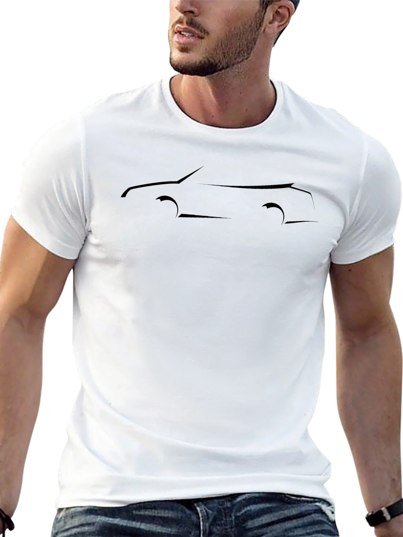 Sleek Car Silhouette Black Tee - Automotive Enthusiast Apparel