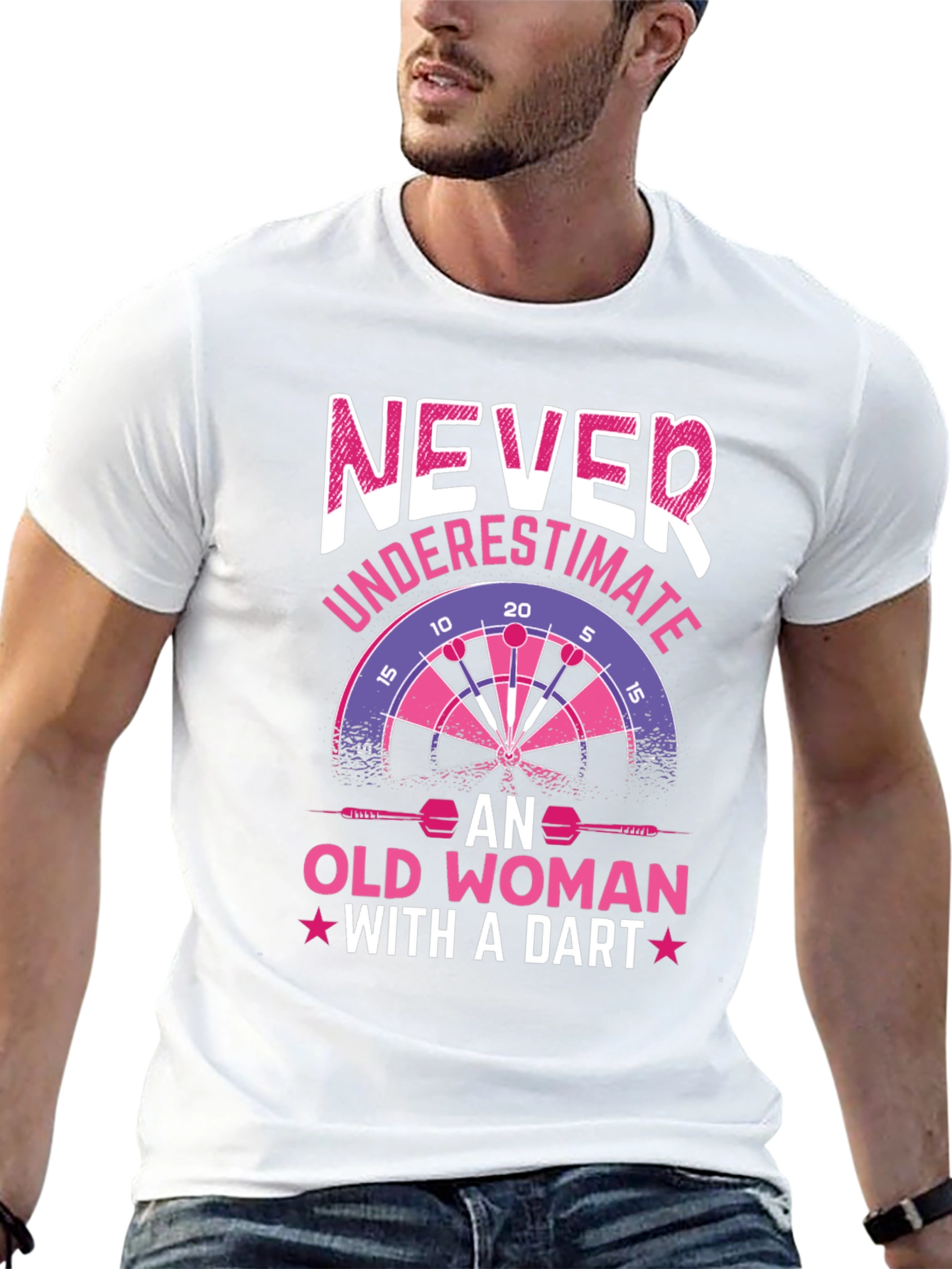 Never Underestimate Old Woman With A Dart T-Shirt