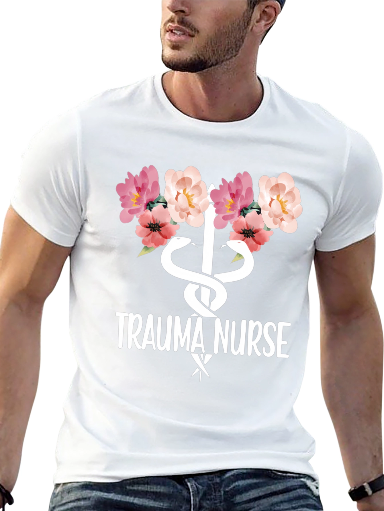 Trauma Nurse Floral Graphic Tee - Medical Apparel