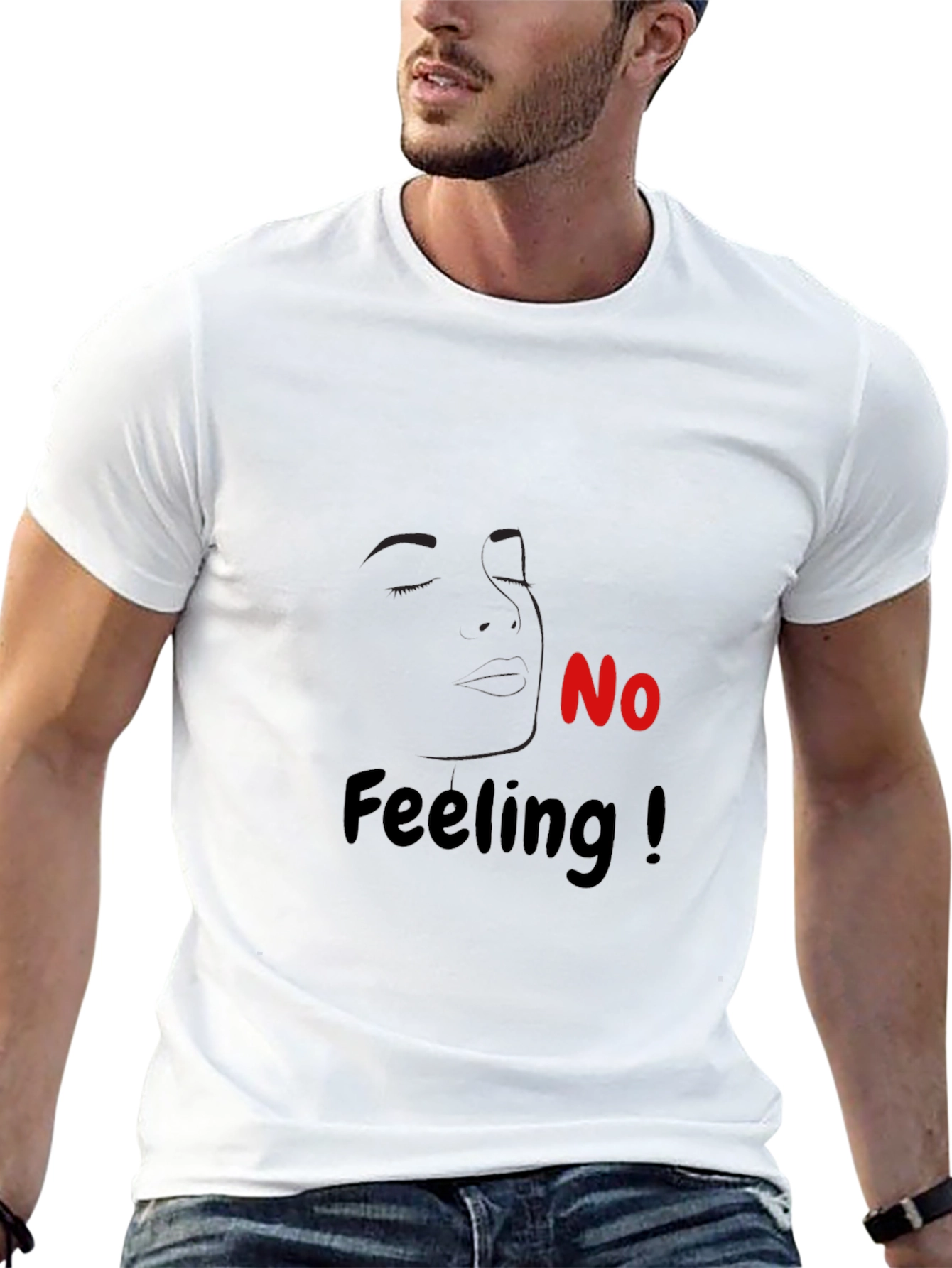 No Feeling Graphic Tee - Black Cotton Casual T-Shirt