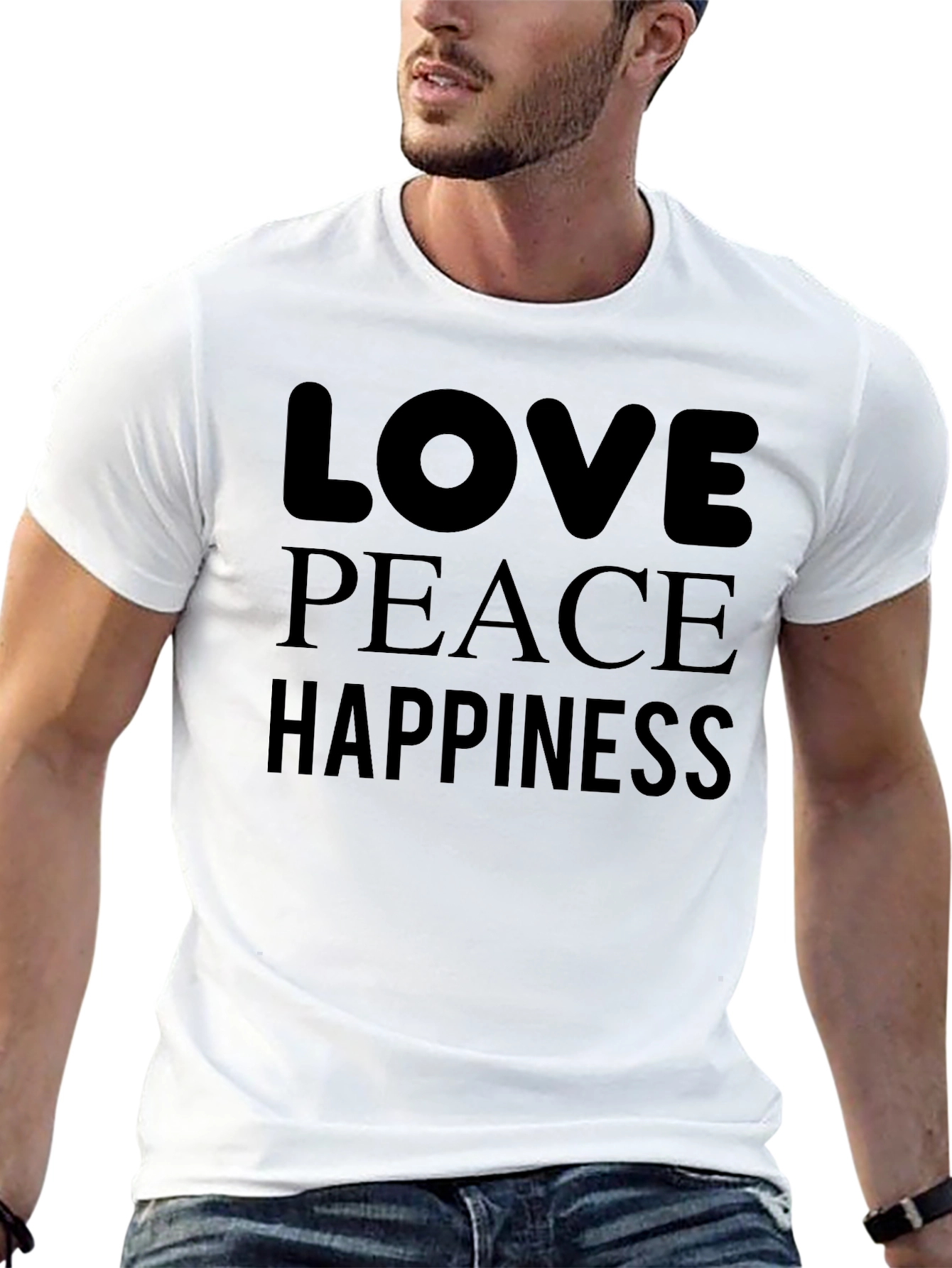 Love Peace Happiness Black Graphic Tee