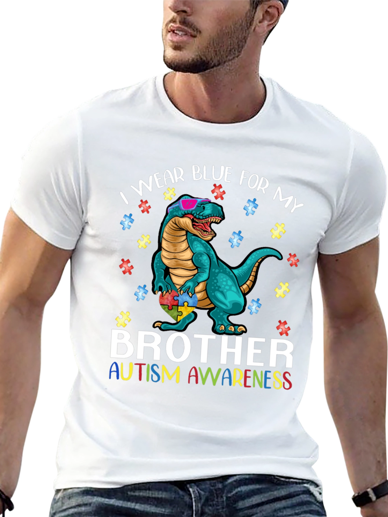 Autism Awareness Dinosaur T-Shirt Brother Tee