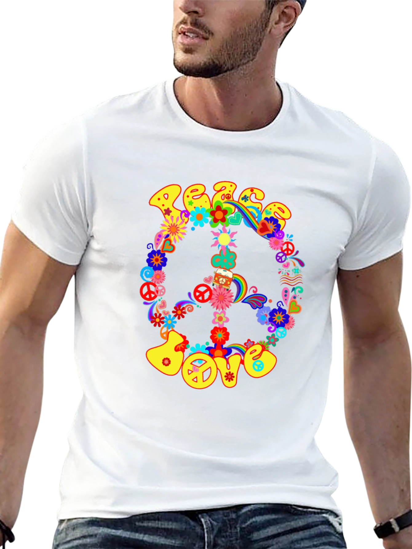 Peace & Love Graphic T-Shirt - Retro Style