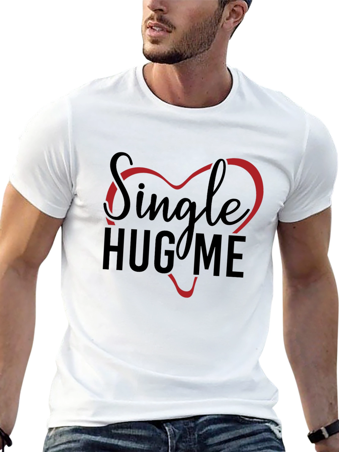 Single Hug Me Graphic T-Shirt - Black
