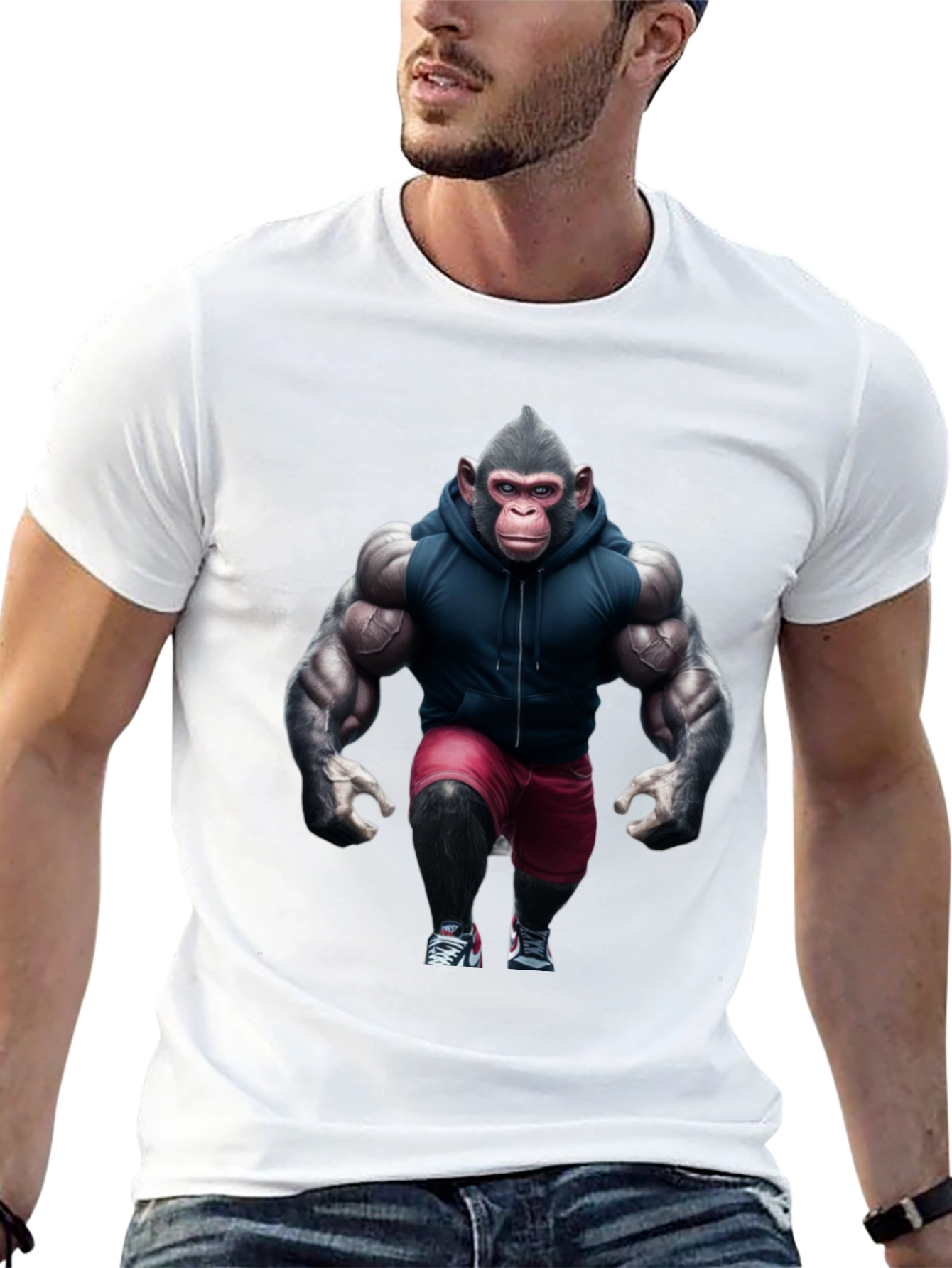 Muscle Monkey Black T-Shirt - Gym Ready Ape Design