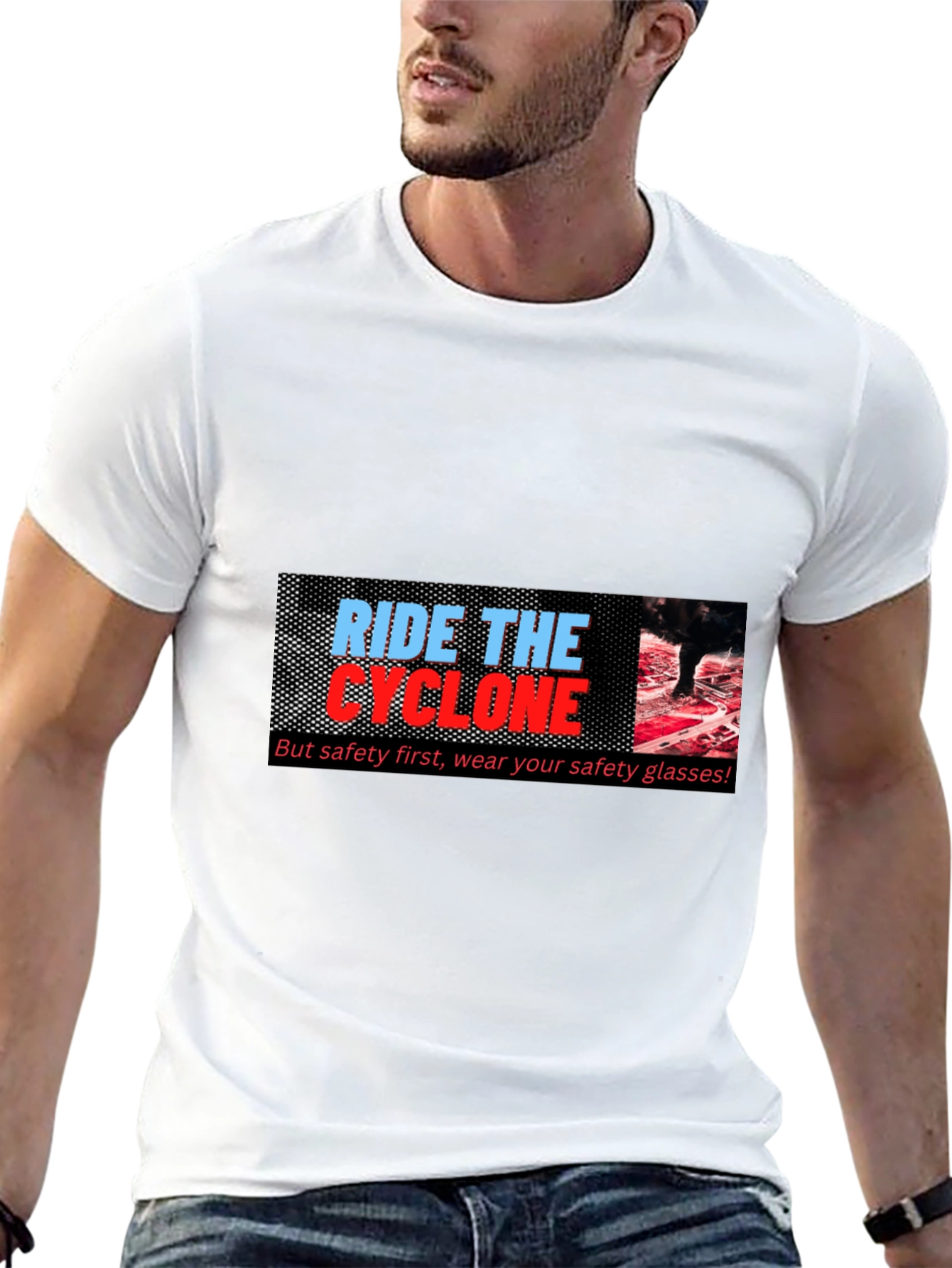 Ride the Cyclone Graphic T-Shirt - Safety First!