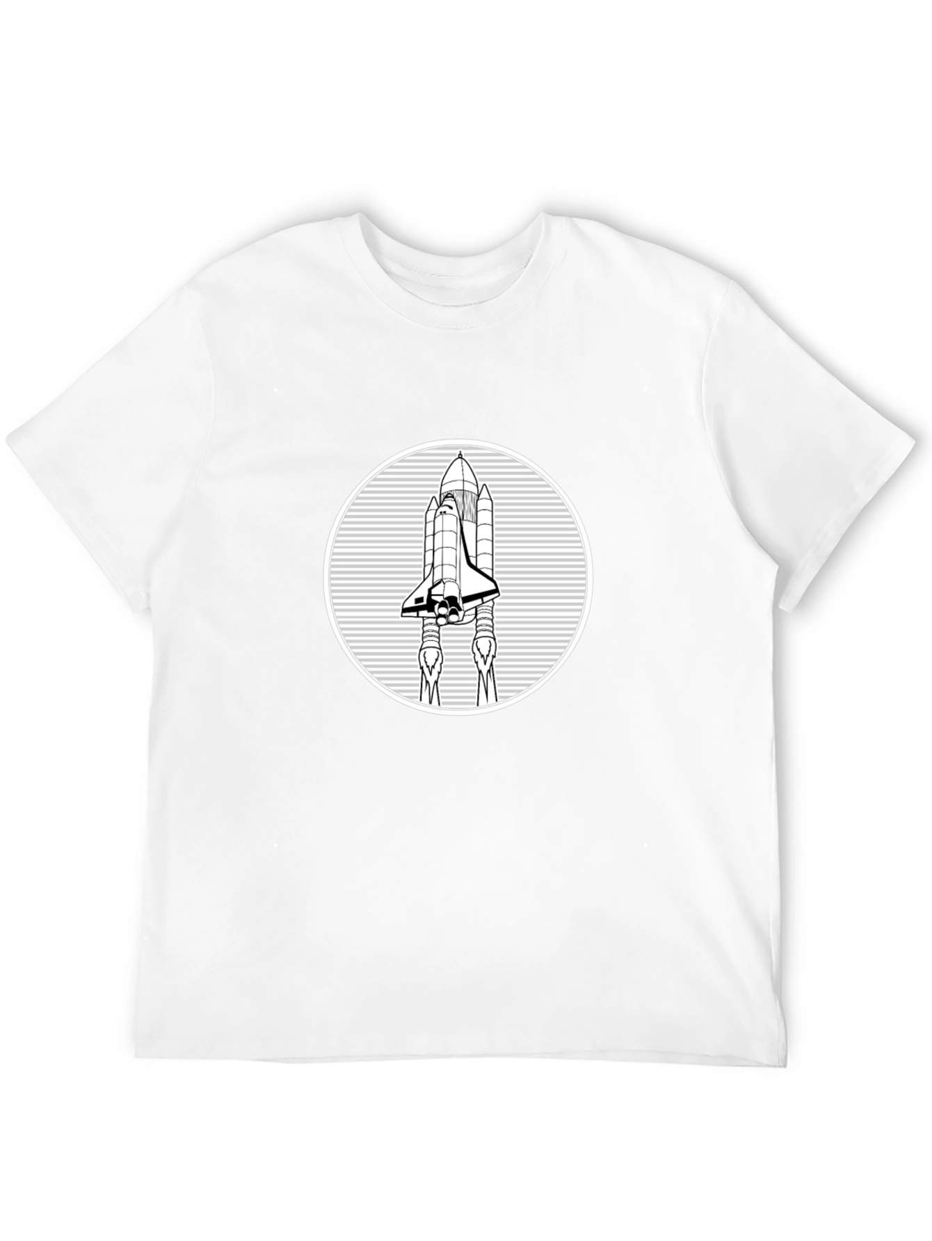 Space Shuttle Graphic Tee - Black Cotton T-Shirt
