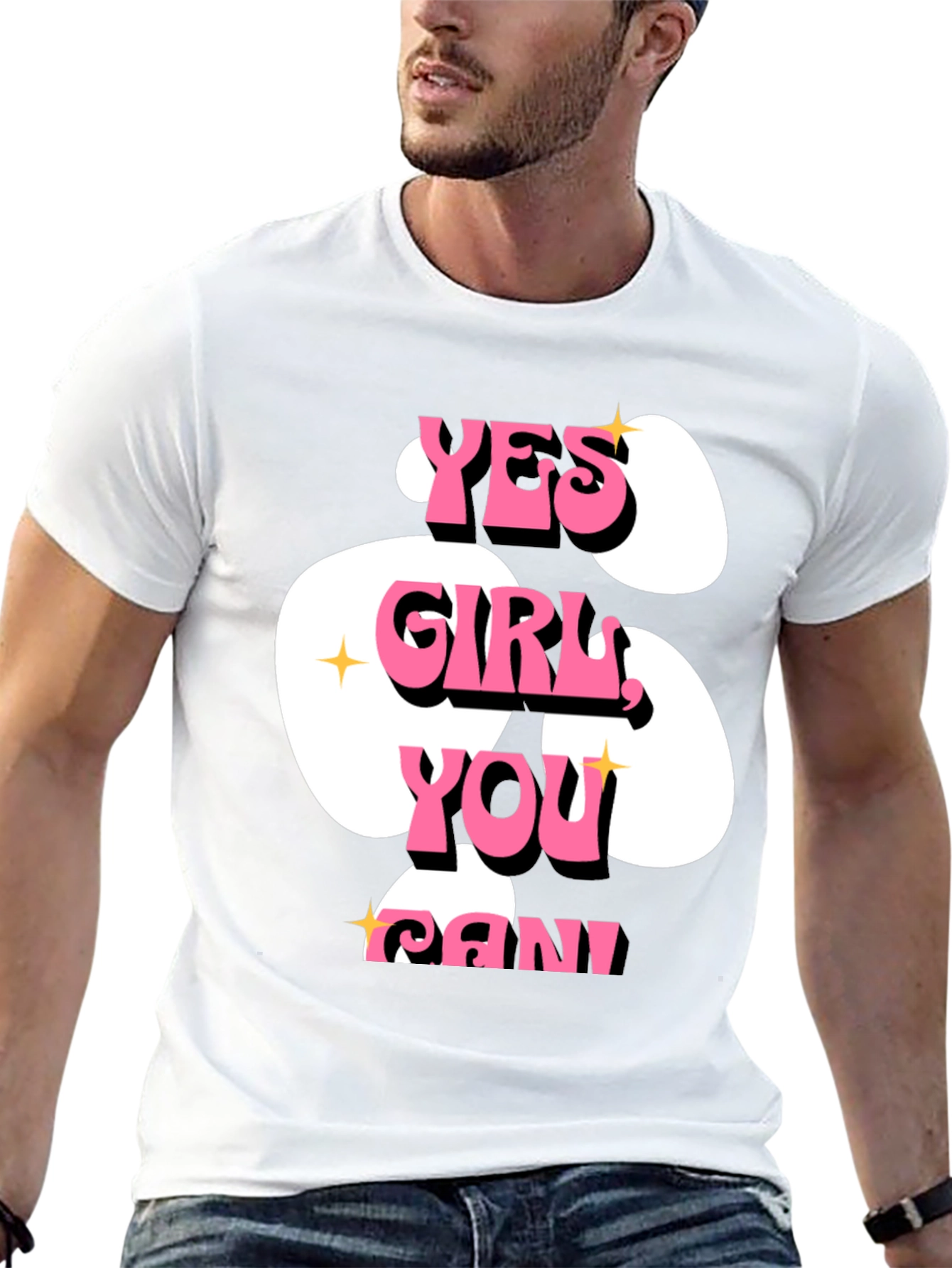 Yes Girl You Can! Graphic T-Shirt - Black