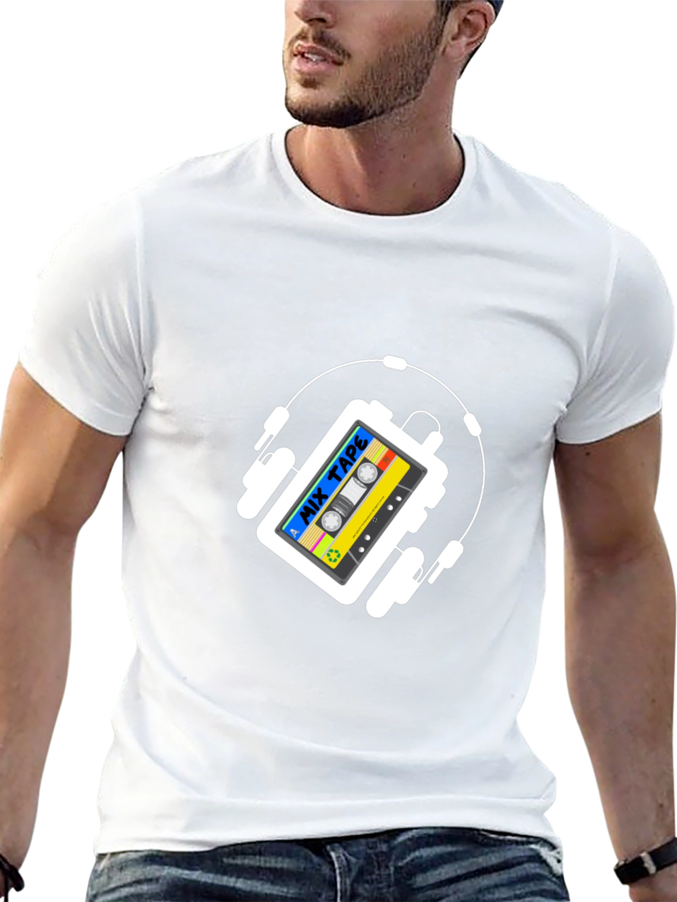 Retro Mix Tape Headphones Graphic T-Shirt