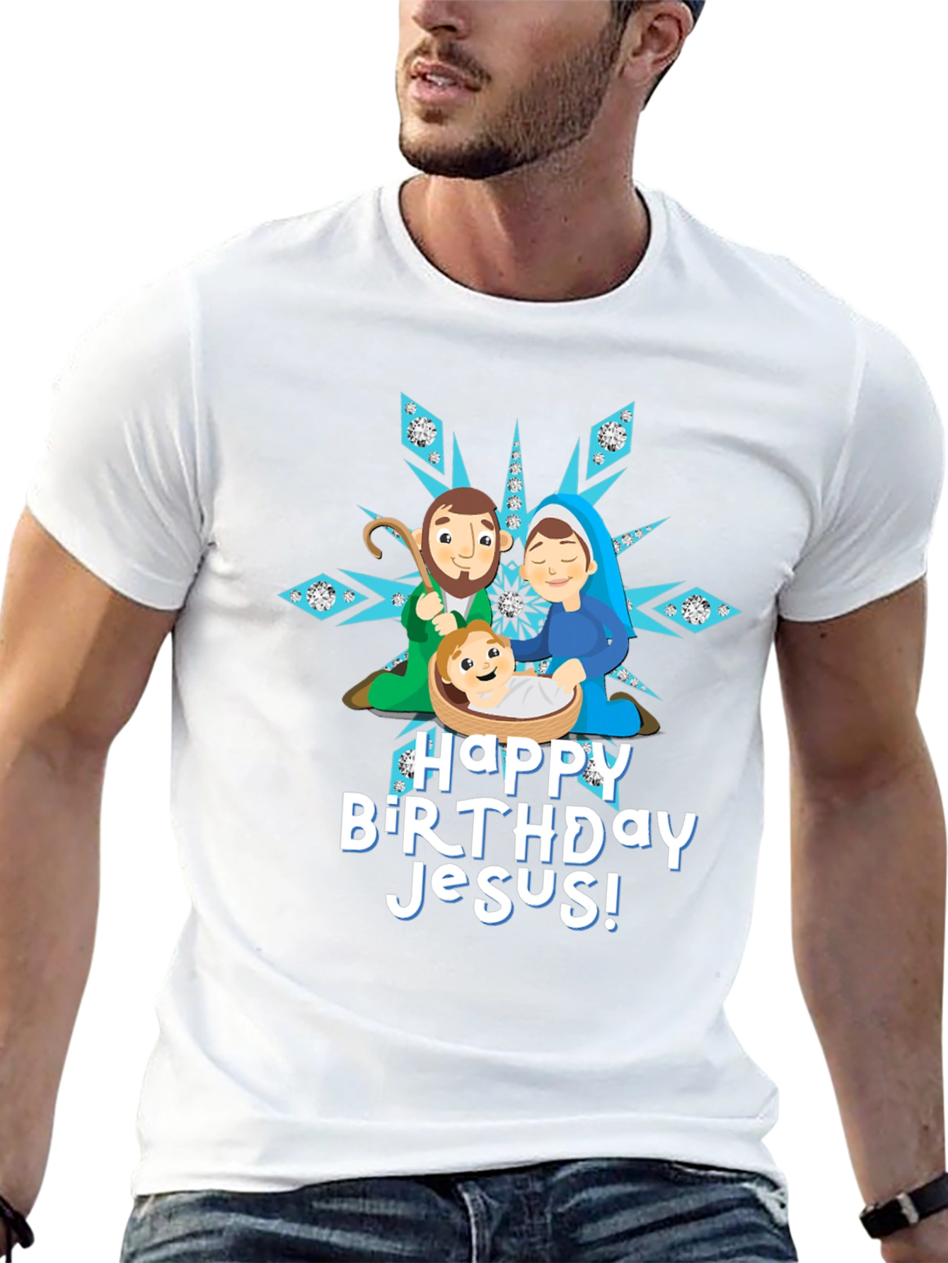 Happy Birthday Jesus Nativity Scene Christmas T-Shirt