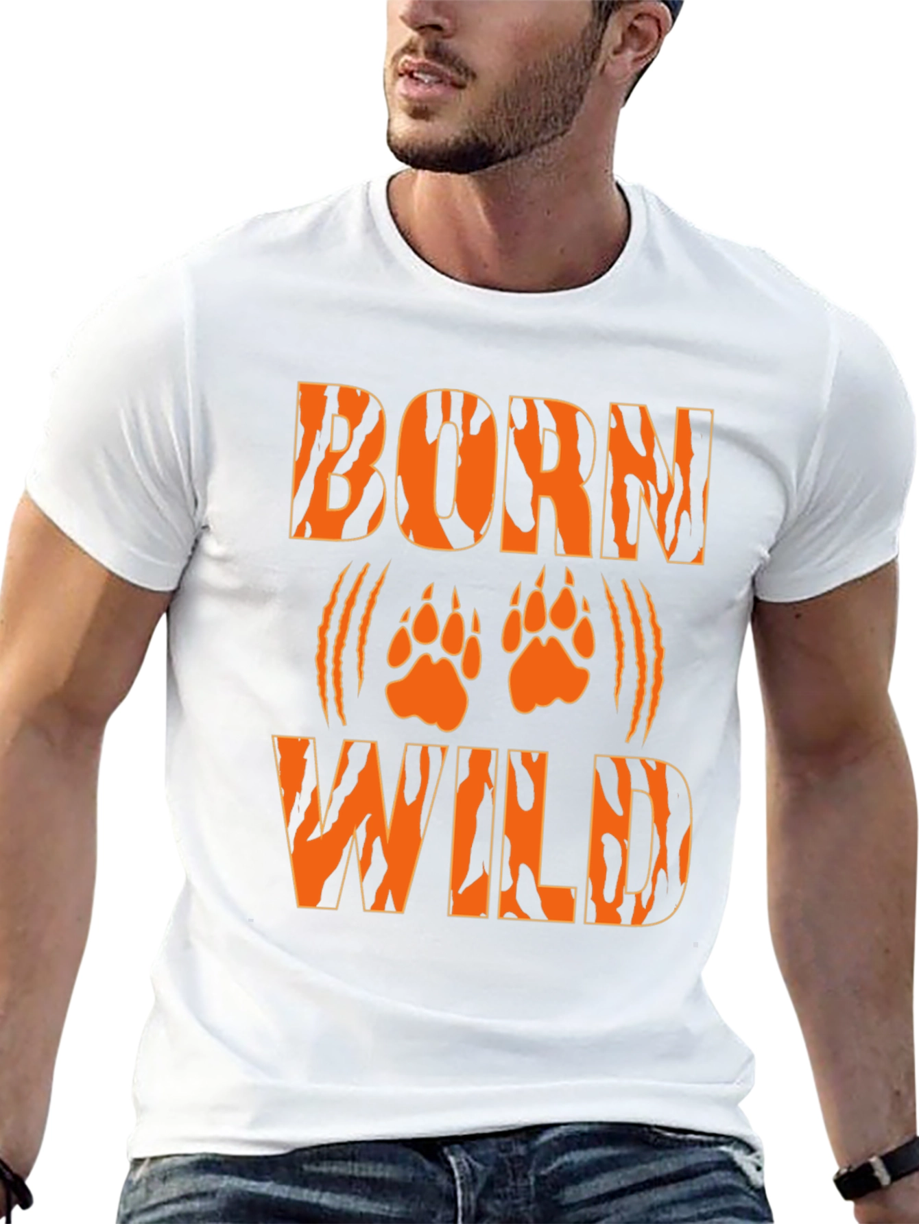 Born Wild Tiger Print Black T-Shirt