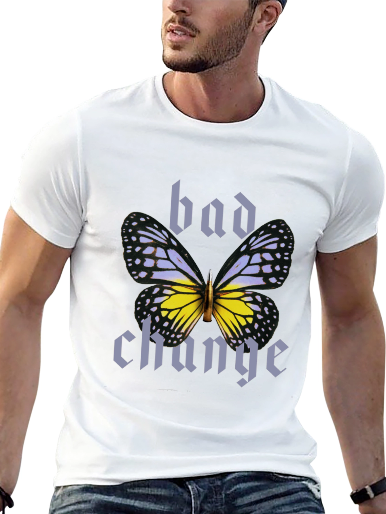 Bad Change Butterfly Graphic Black T-Shirt