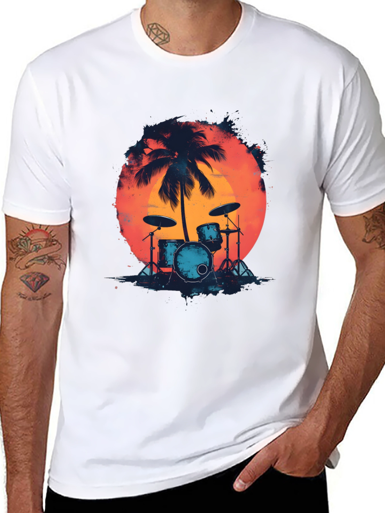 Sunset Drum Set Graphic Tee