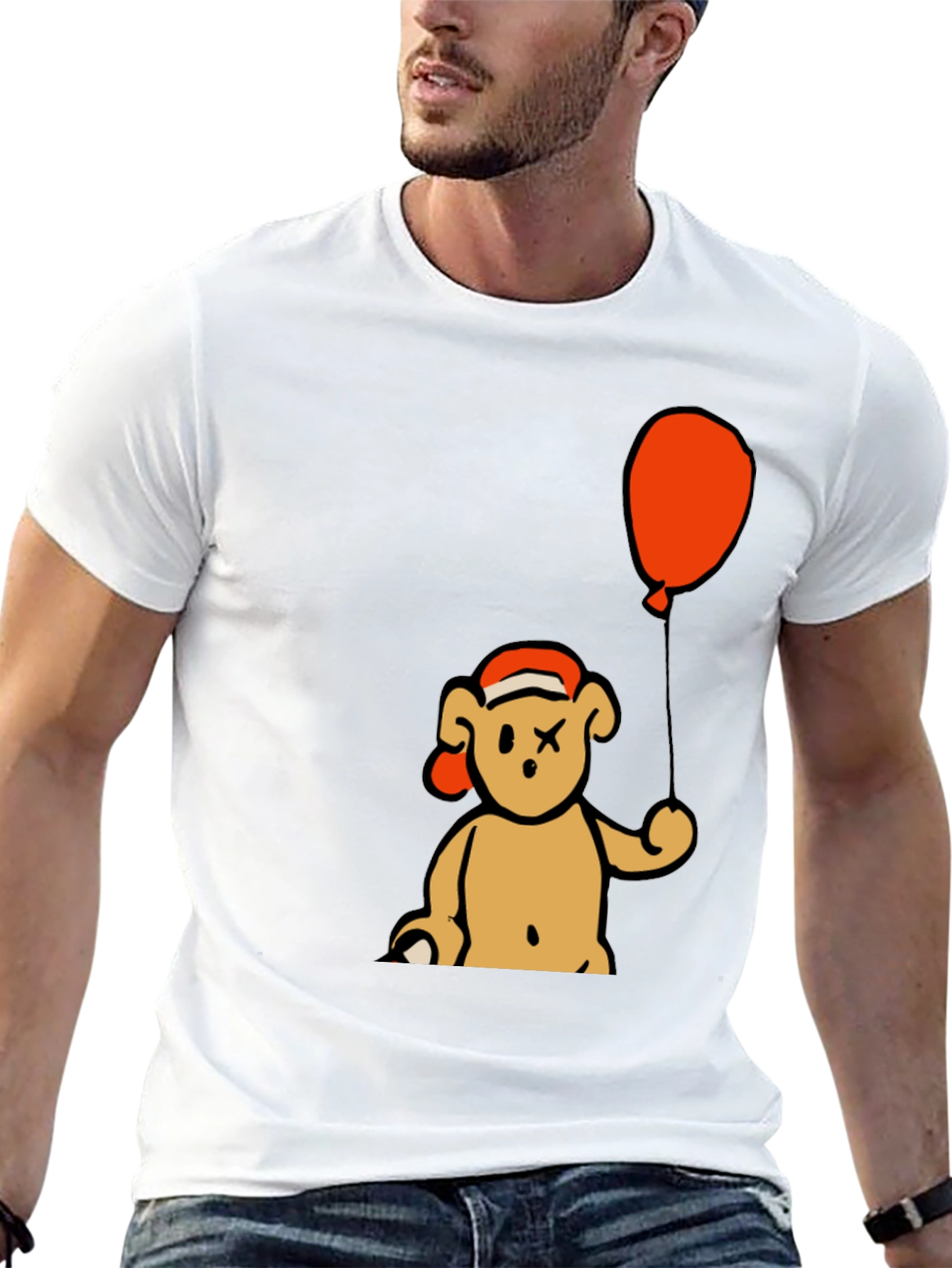 Bear Balloon Graphic Tee - Black