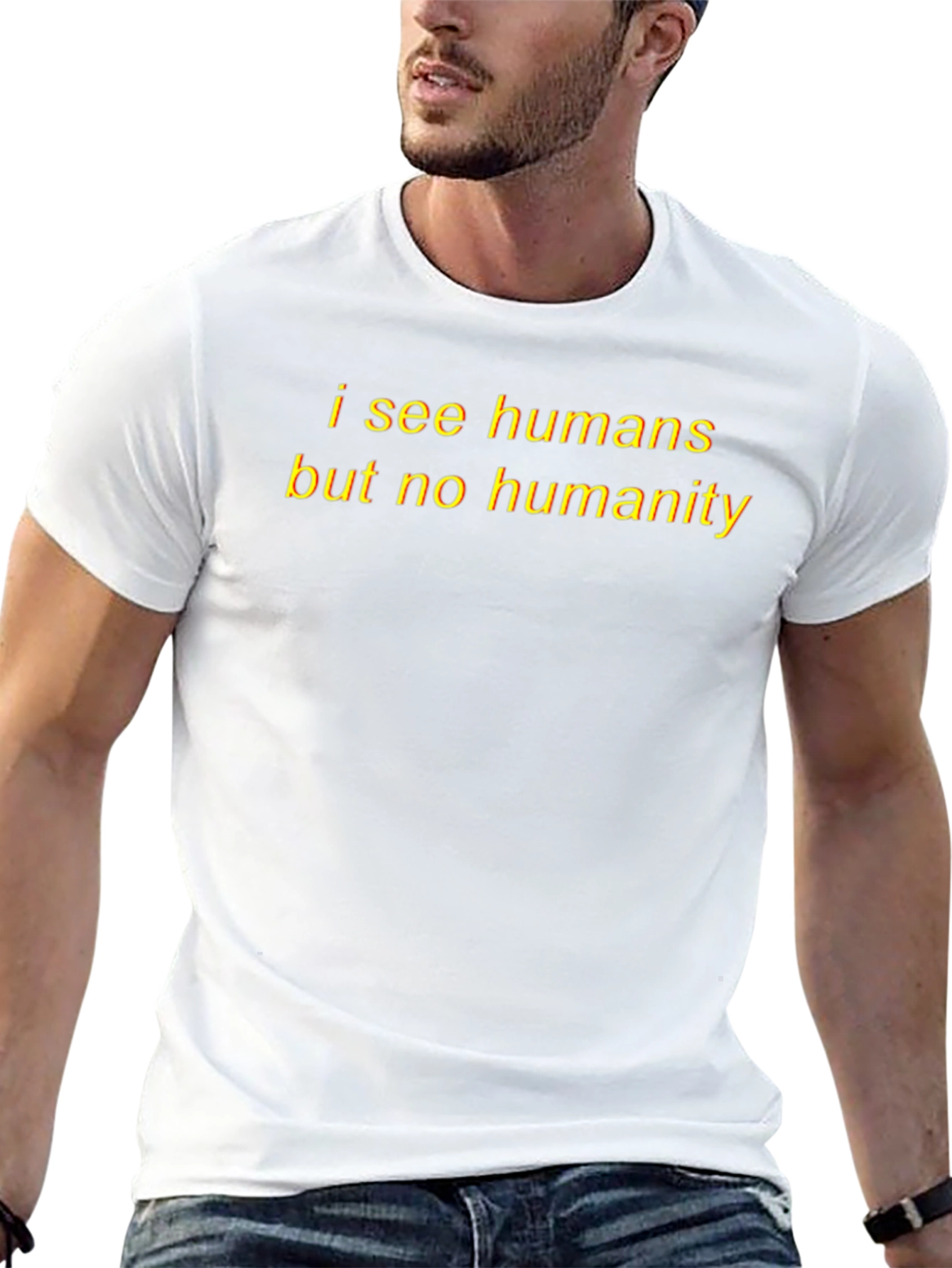 I See Humans Graphic Tee - Black Cotton