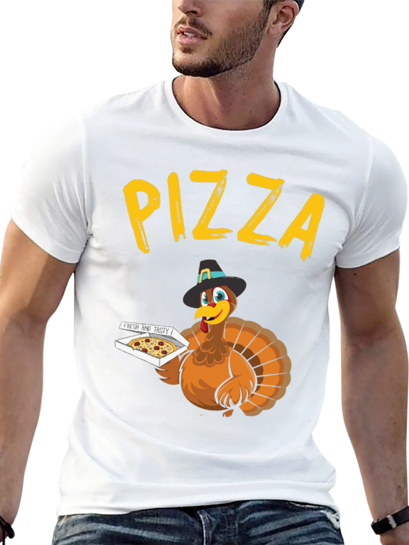 Thanksgiving Turkey Pizza T-Shirt - Novelty Holiday Tee