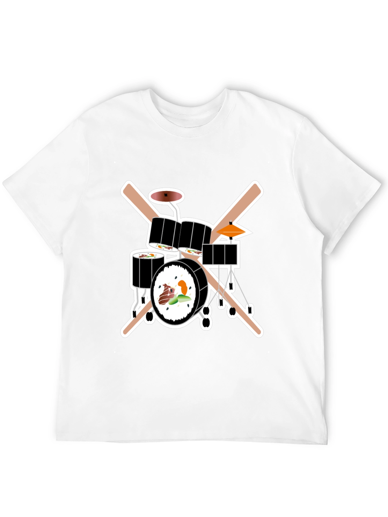 Sushi Drum Set T-Shirt - Black Cotton Tee