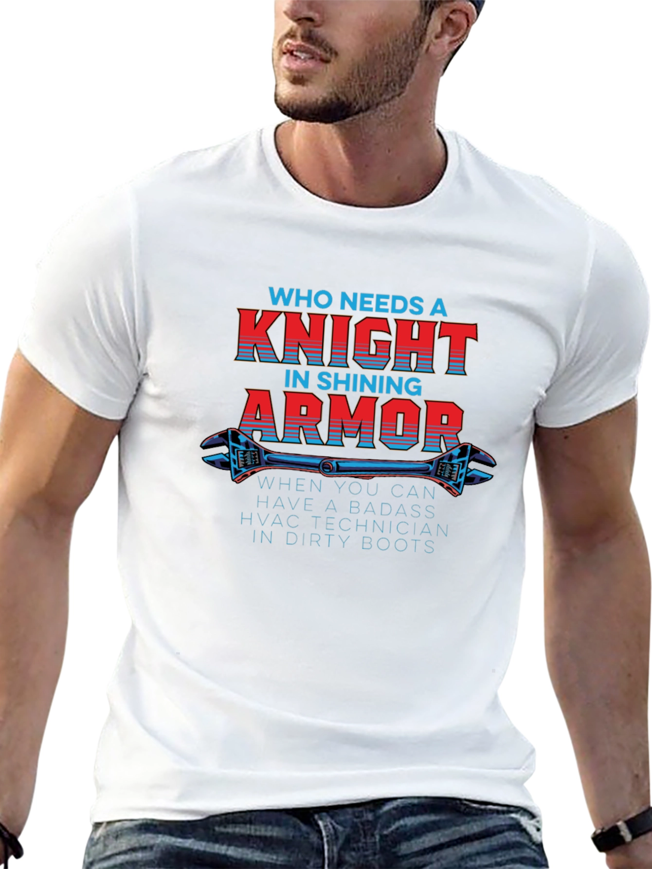 HVAC Technician Badass Knight in Dirty Boots T-Shirt