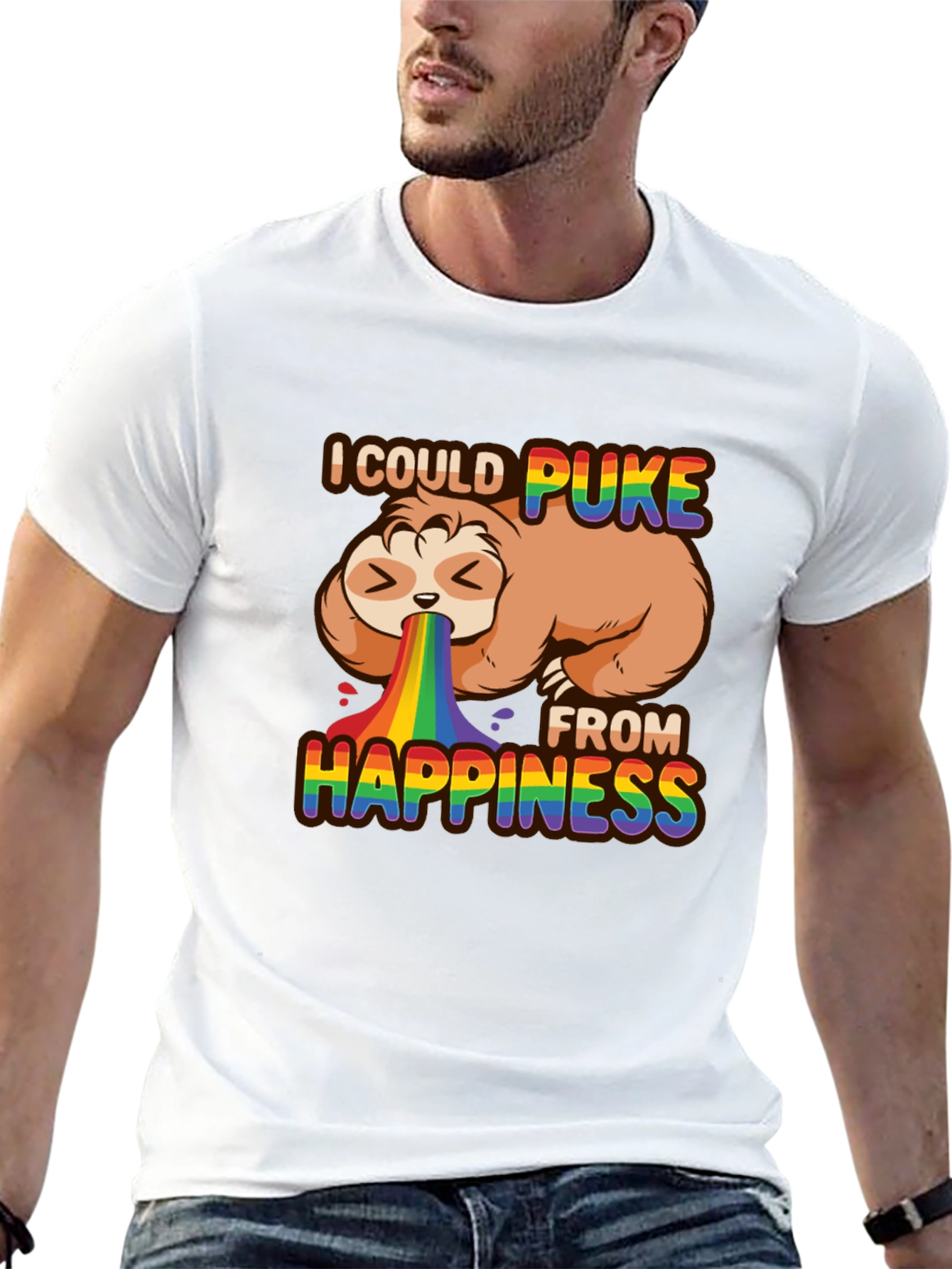 Sloth Rainbow Puke Happiness T-Shirt