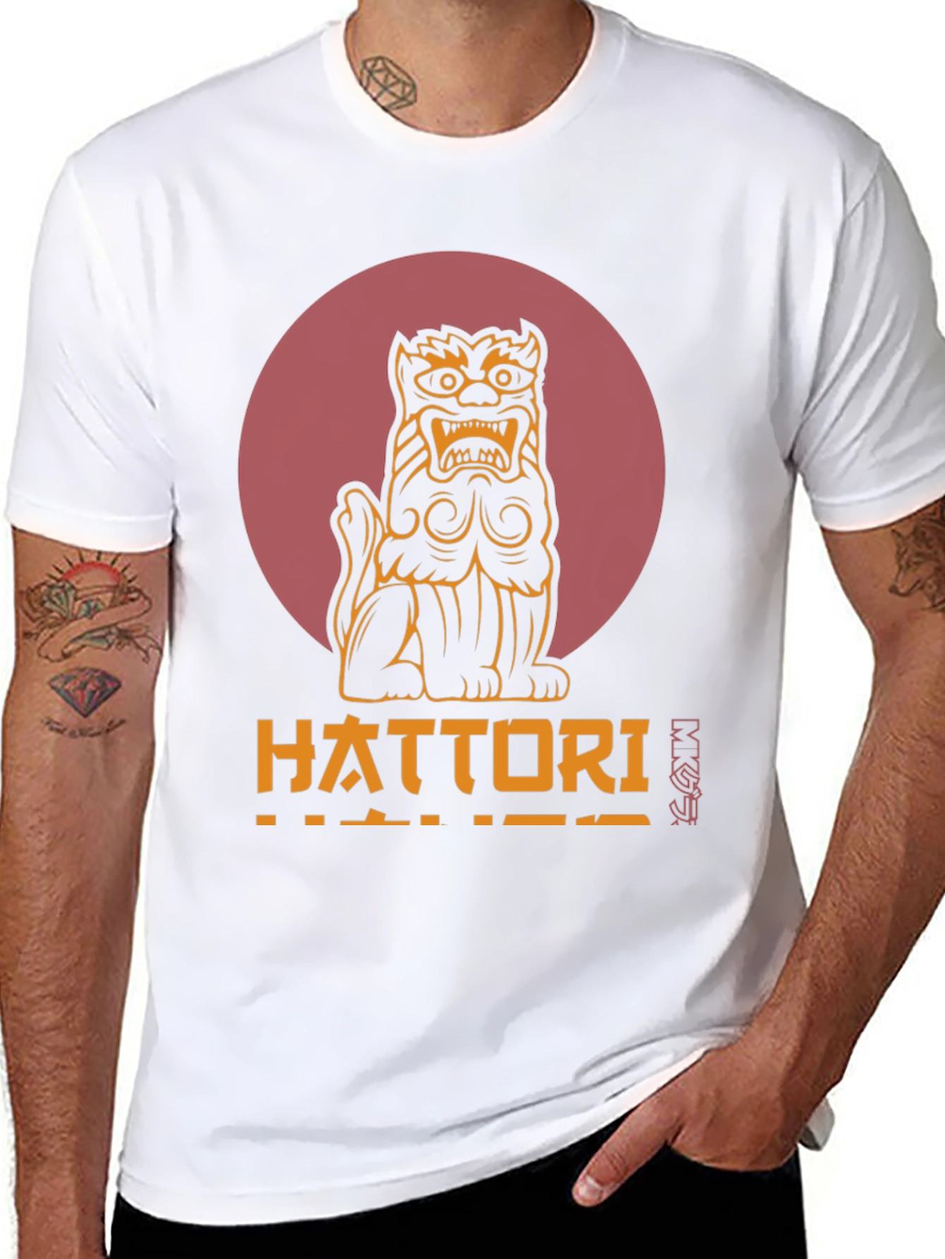 Hattori Japanese Warrior Lion Graphic T-Shirt