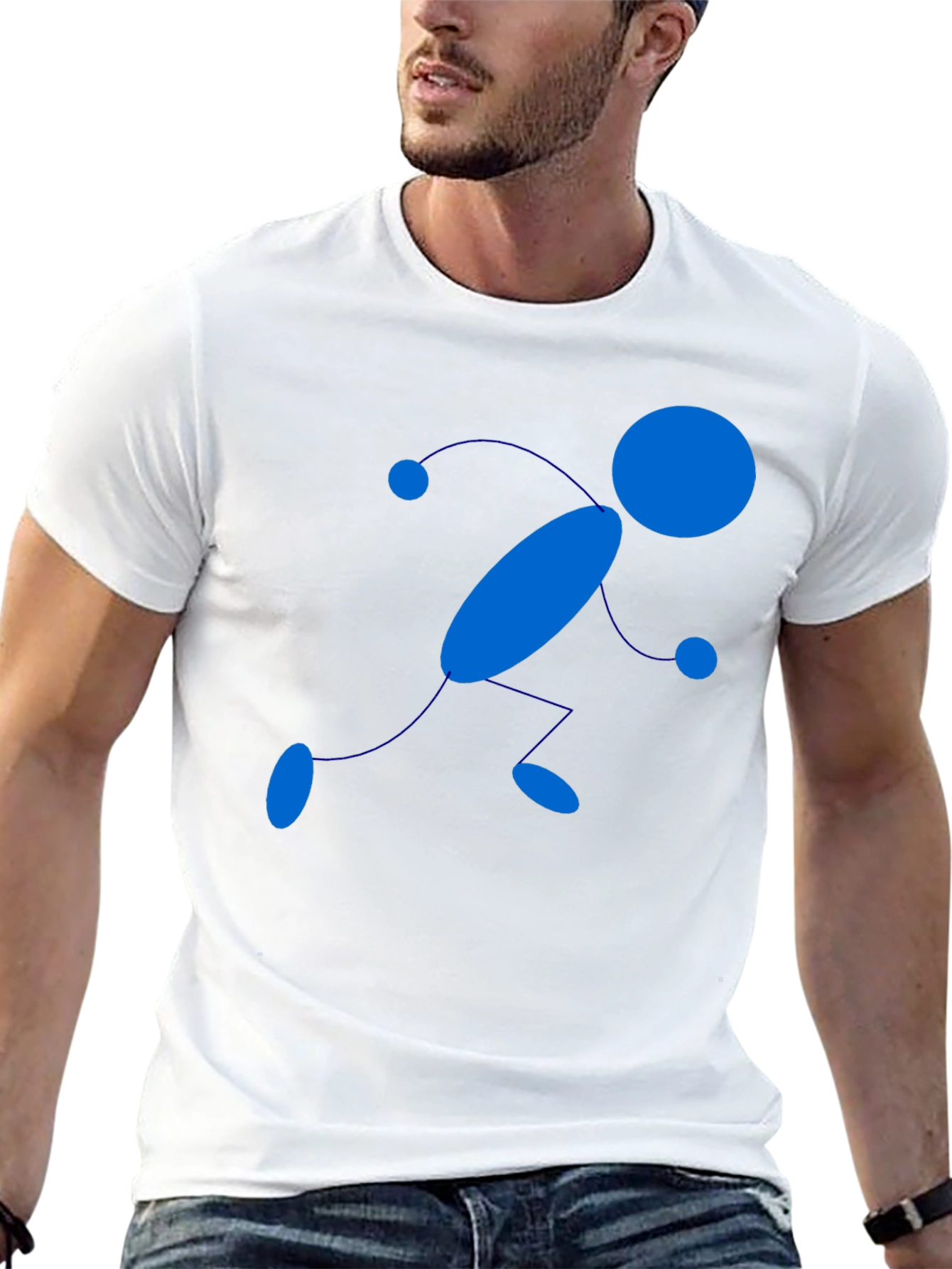 Stick Figure Runner Graphic Tee - Black Cotton T-Shirt