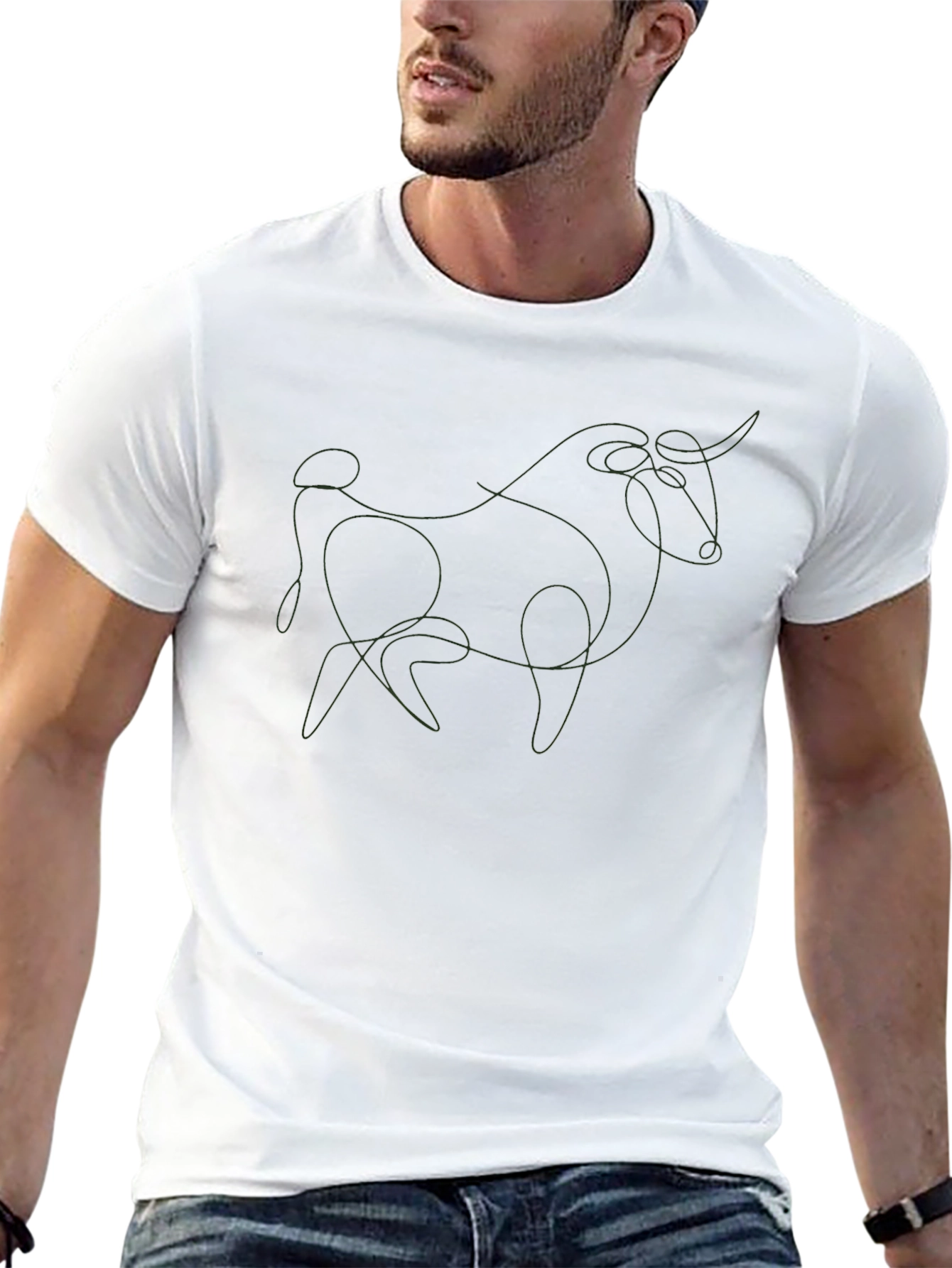 Abstract Bull Graphic Tee - Modern Art Shirt