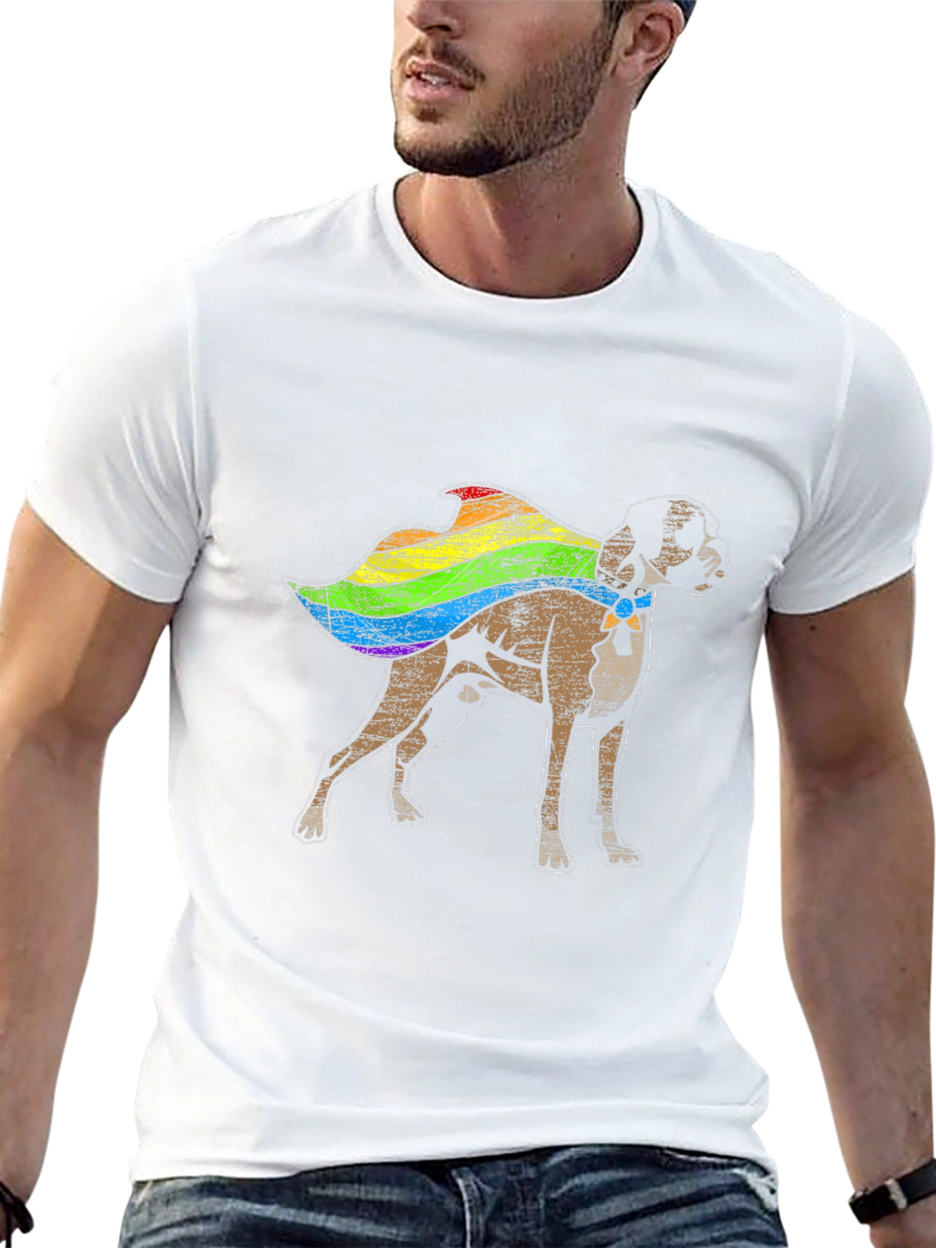 Pride Dog T-Shirt - Boxer Rainbow Cape