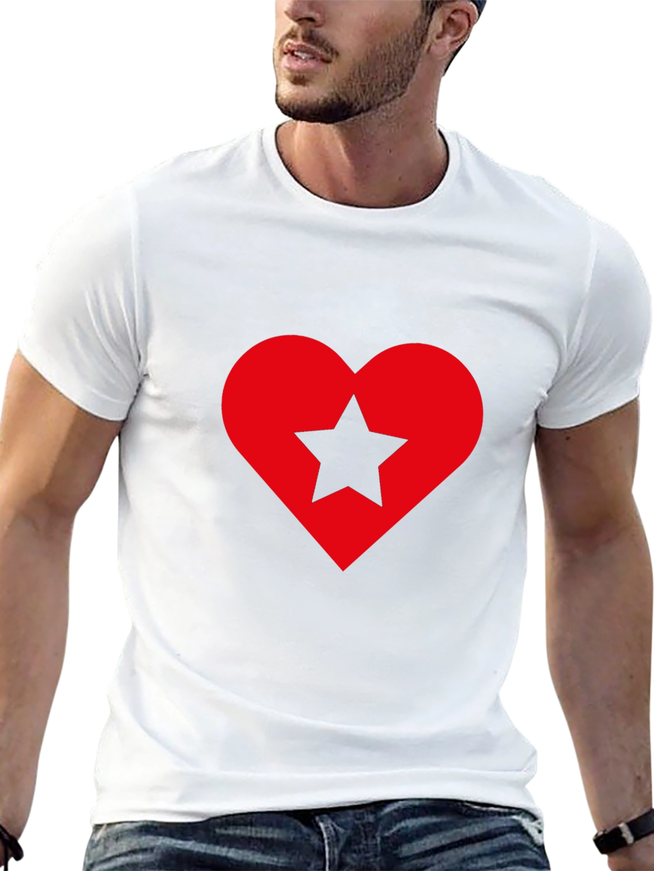 Heart Star Graphic Tee - Soft Black Cotton Shirt