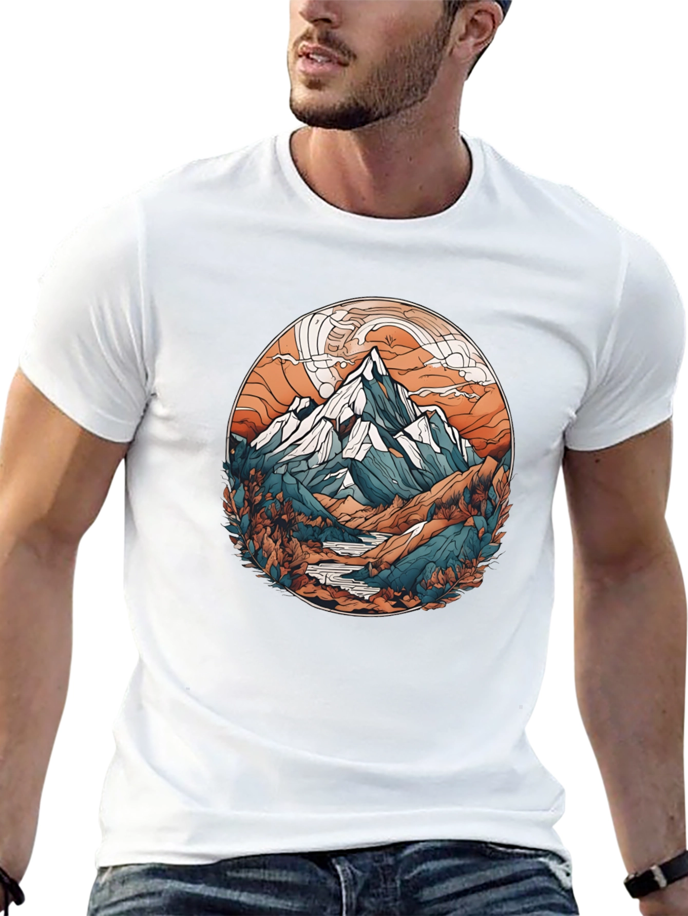 Mountain Graphic Print Black T-Shirt