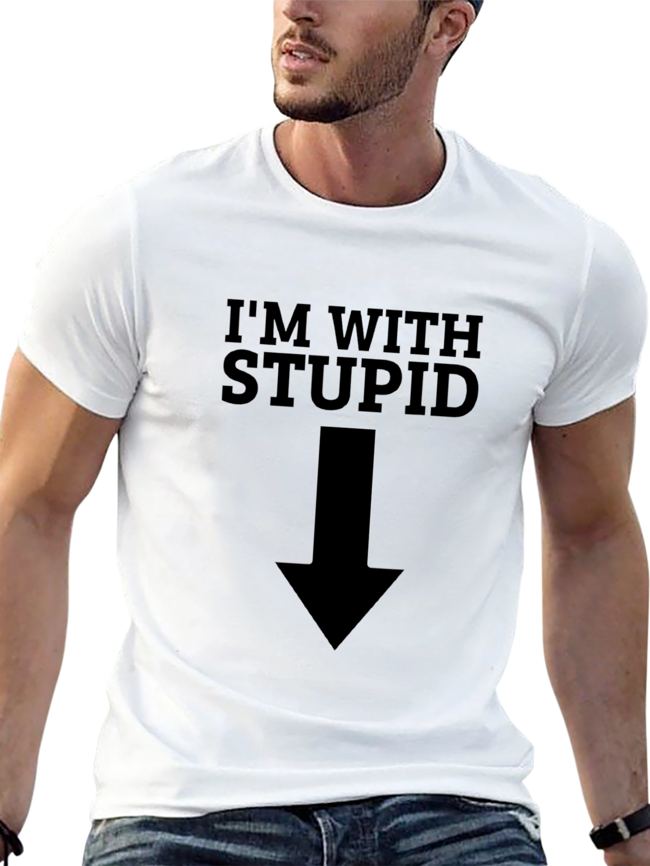 Im With Stupid T-Shirt - Funny Arrow Graphic Tee
