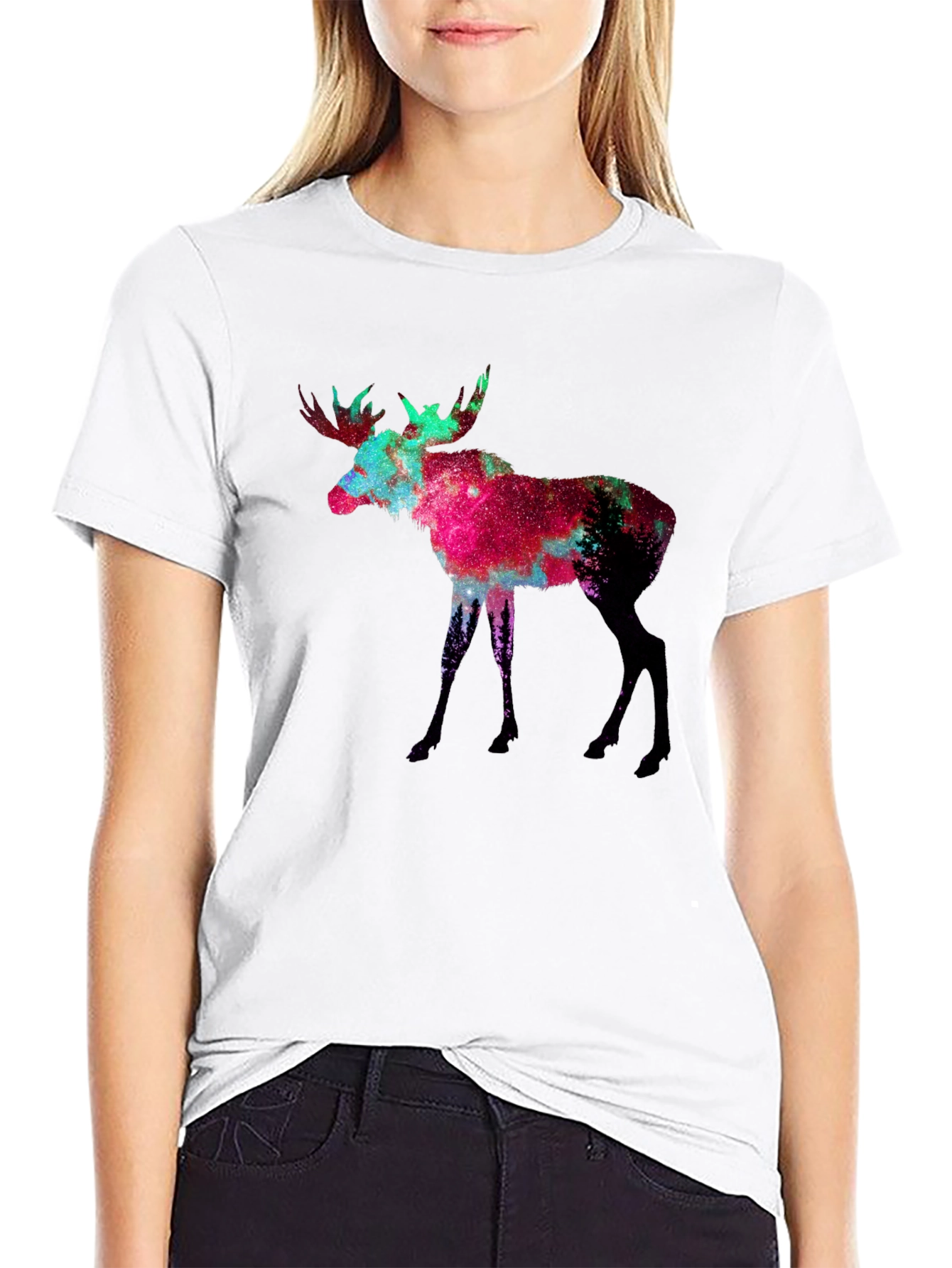 Cosmic Moose Graphic Tee - Black Unisex T-Shirt