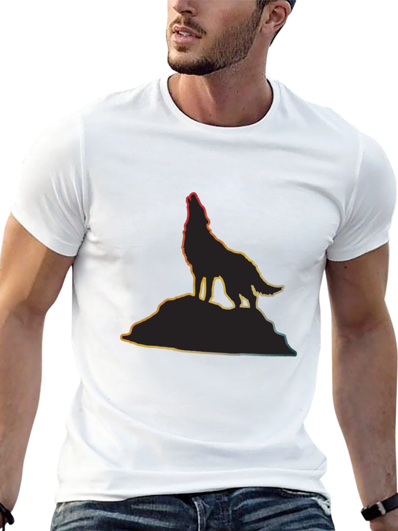 Wolf Silhouette T-Shirt - Mens Black Tee