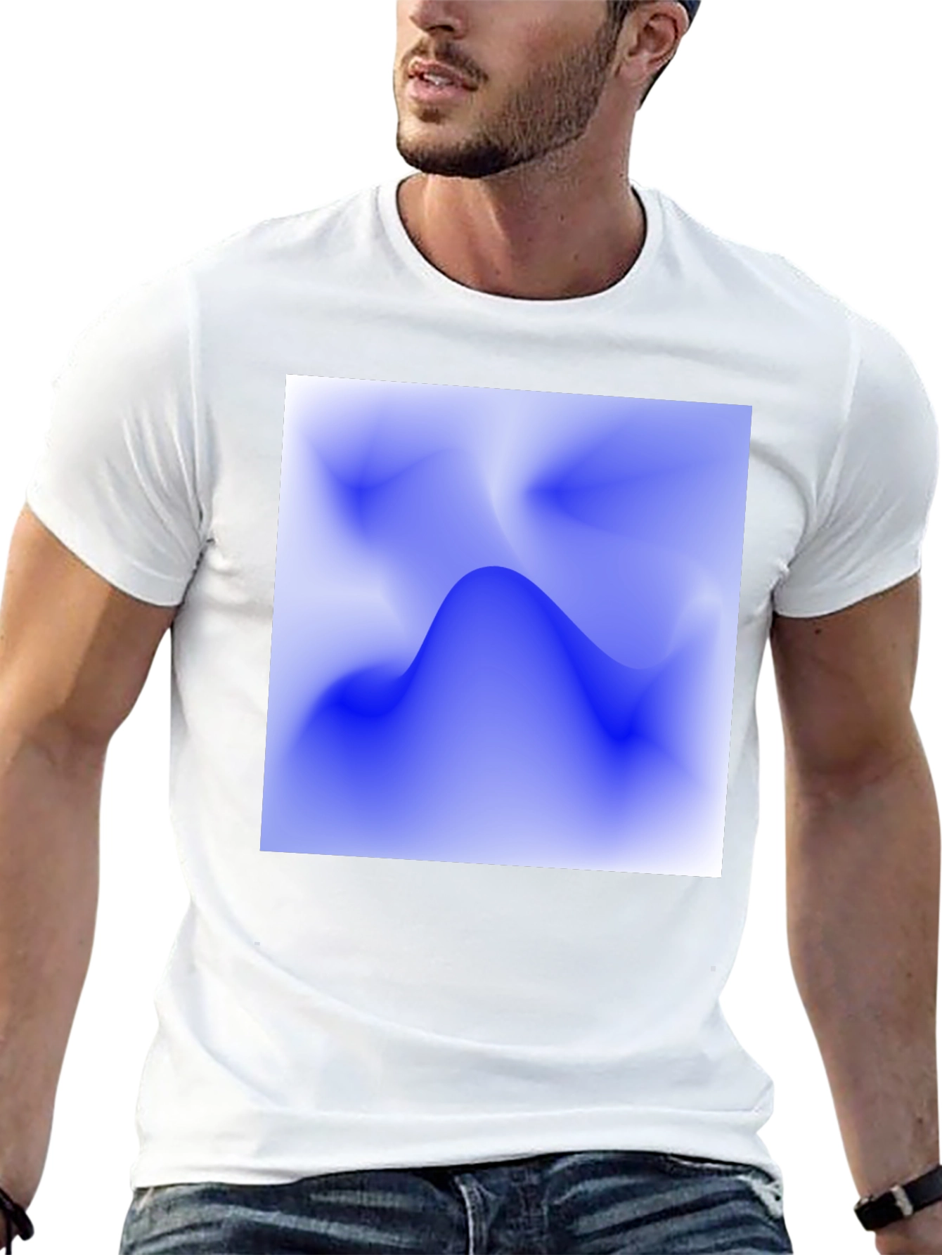 Abstract Blue Wave Graphic Tee - Modern Casual Style