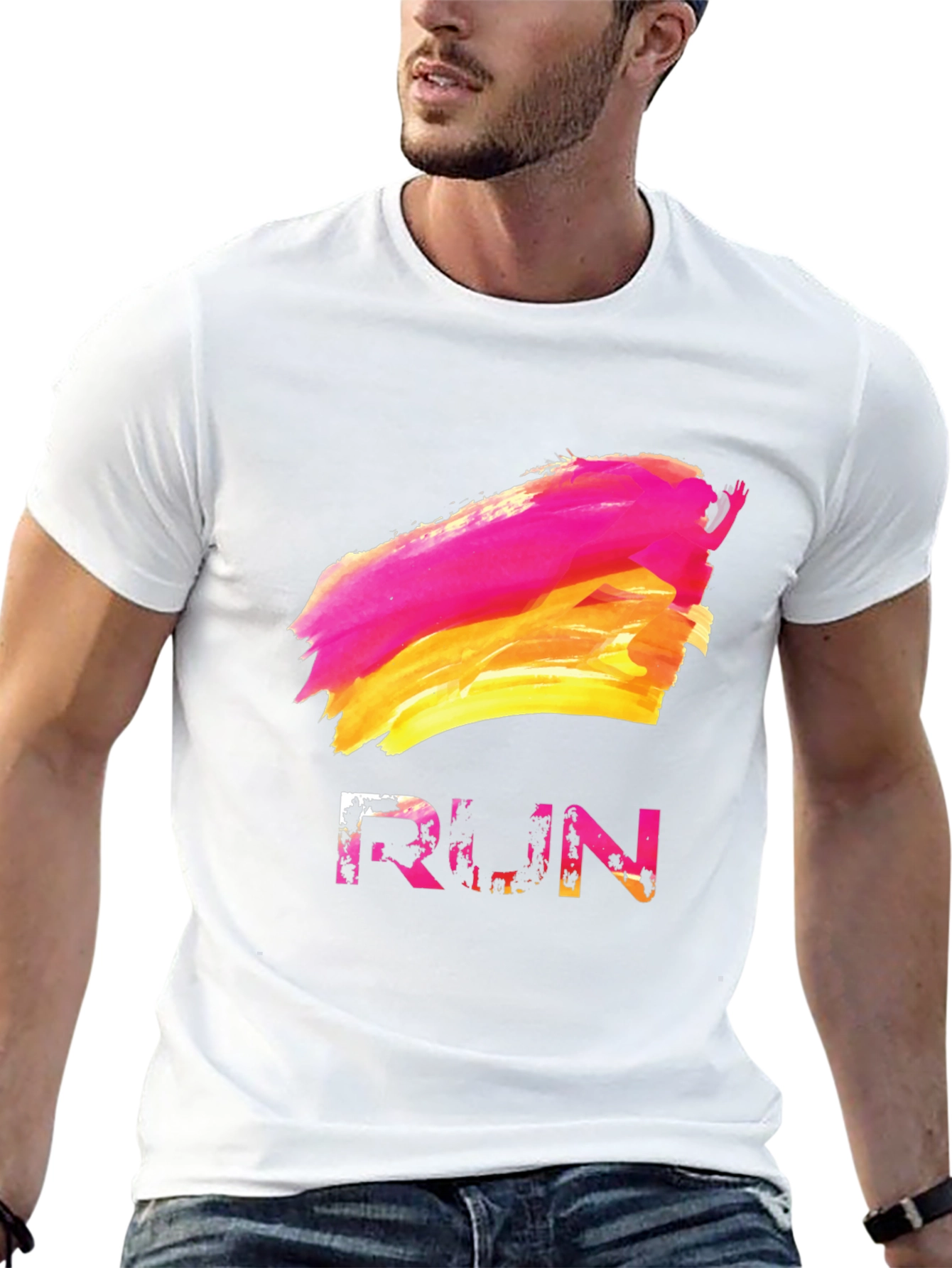 Abstract RUN Graphic Tee - Stylish & Unique