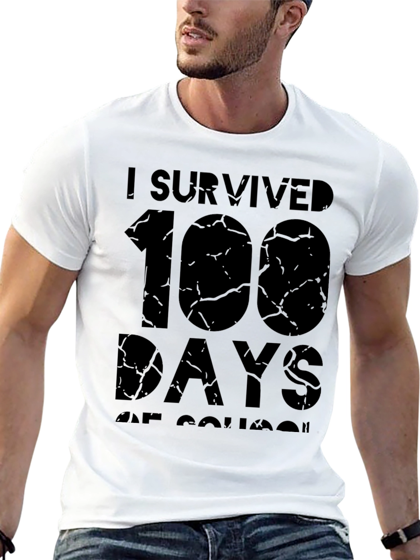 I Survived 100 Days of School Black T-Shirt