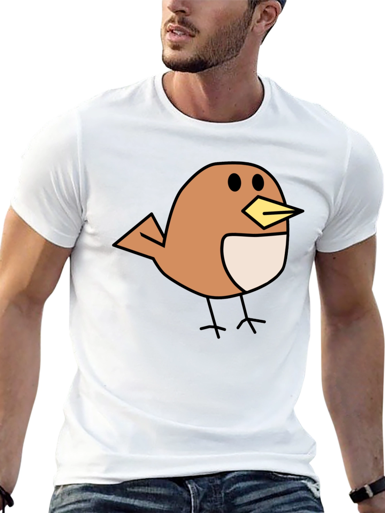 Cute Bird Graphic Black T-Shirt