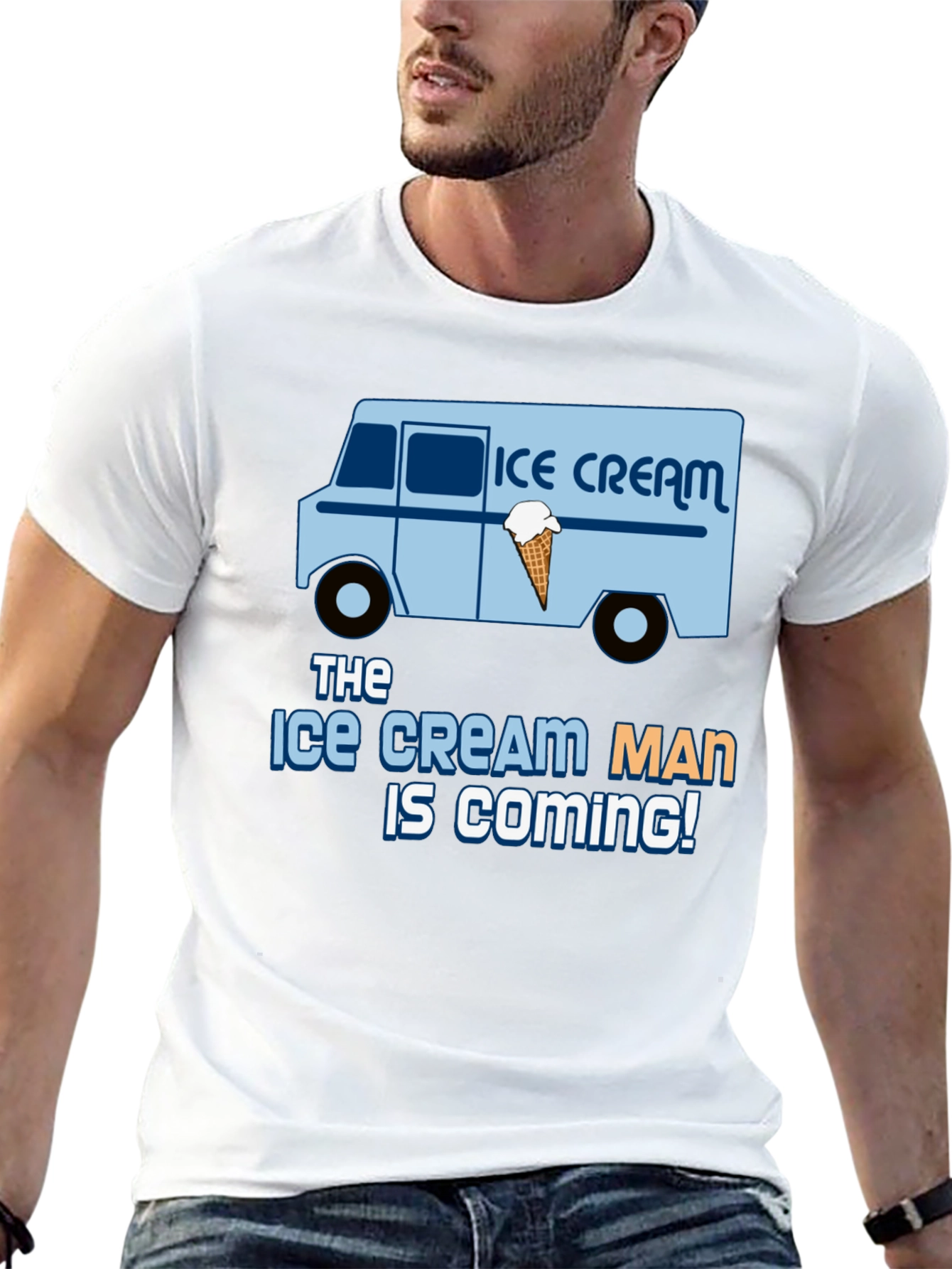 Ice Cream Man Is Coming Black T-Shirt