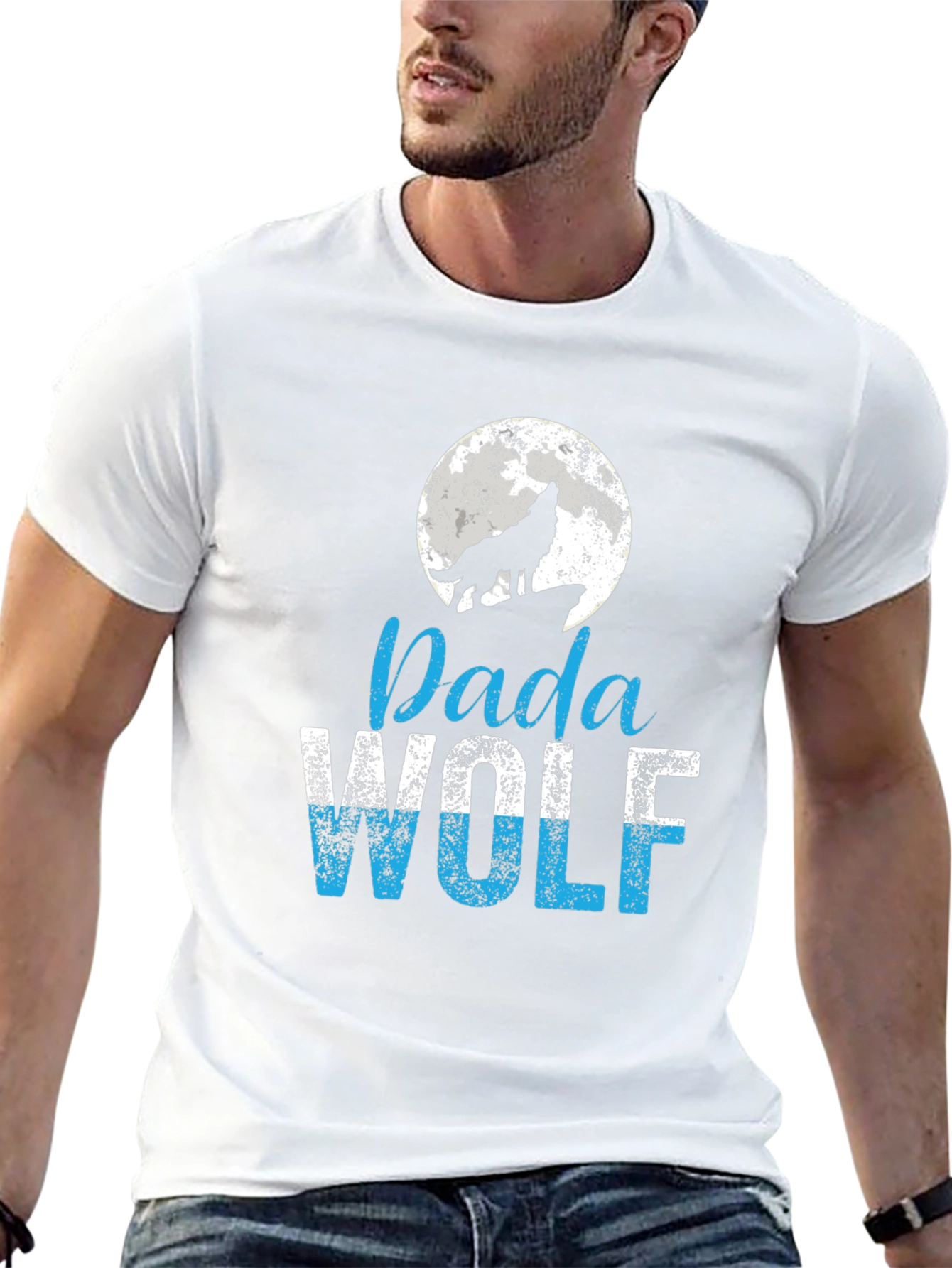 Dada Wolf T-Shirt - Moon Howling Wolf Design