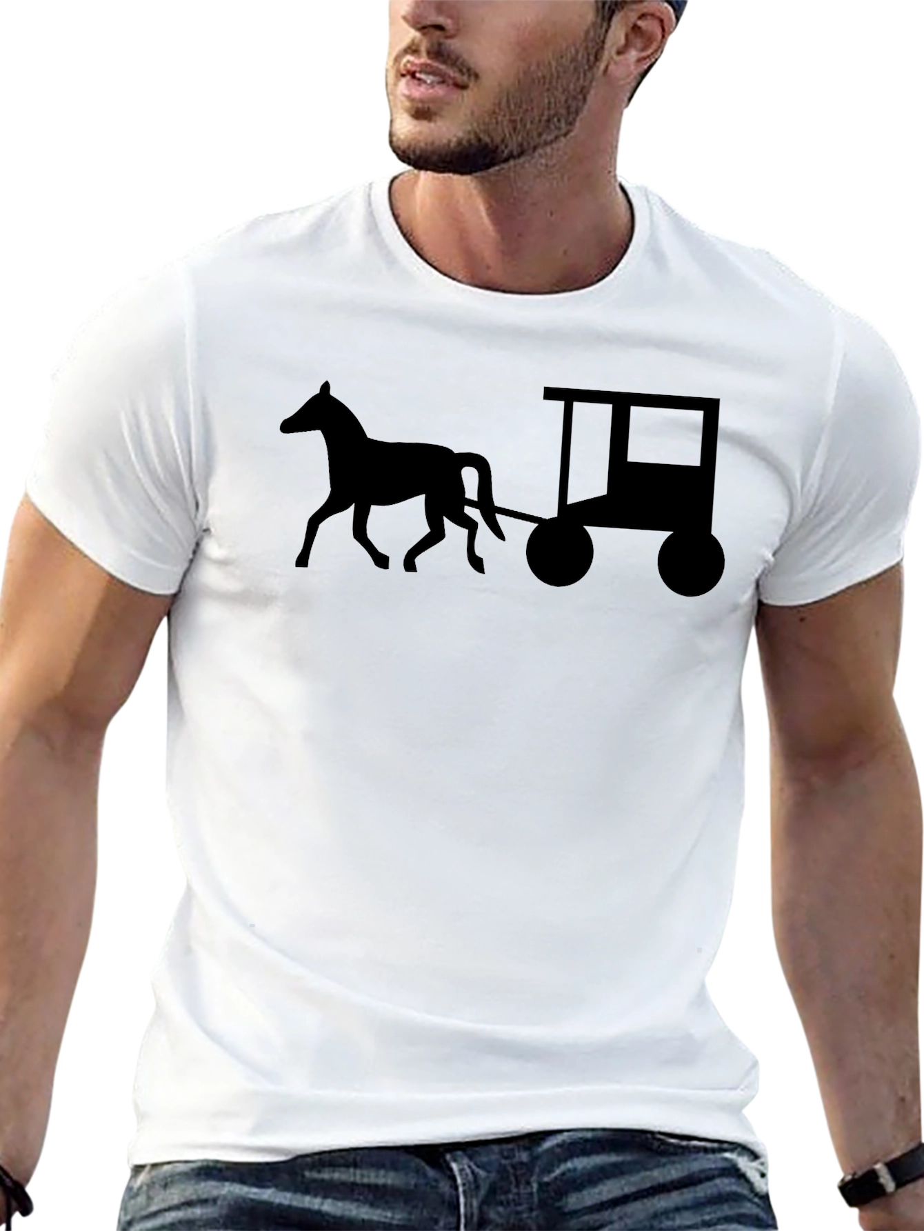 Horse and Cart T-Shirt - Black Graphic Tee