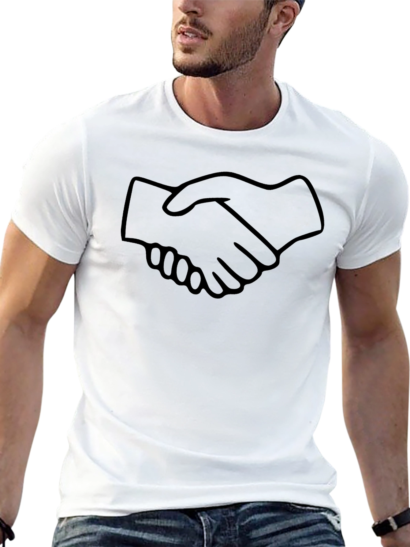 Handshake Graphic Black T-Shirt - Modern Style