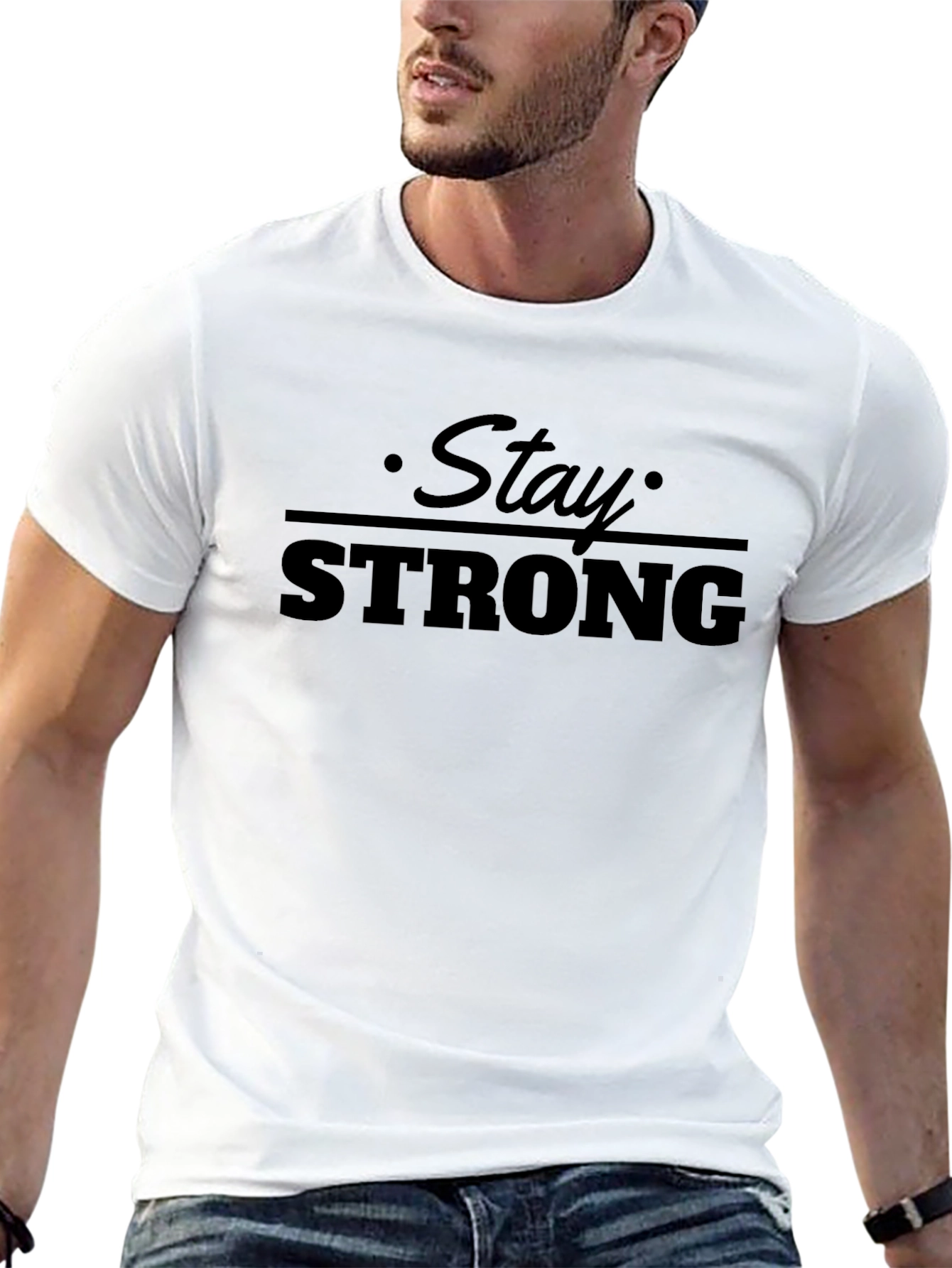 Stay Strong Black Graphic T-Shirt