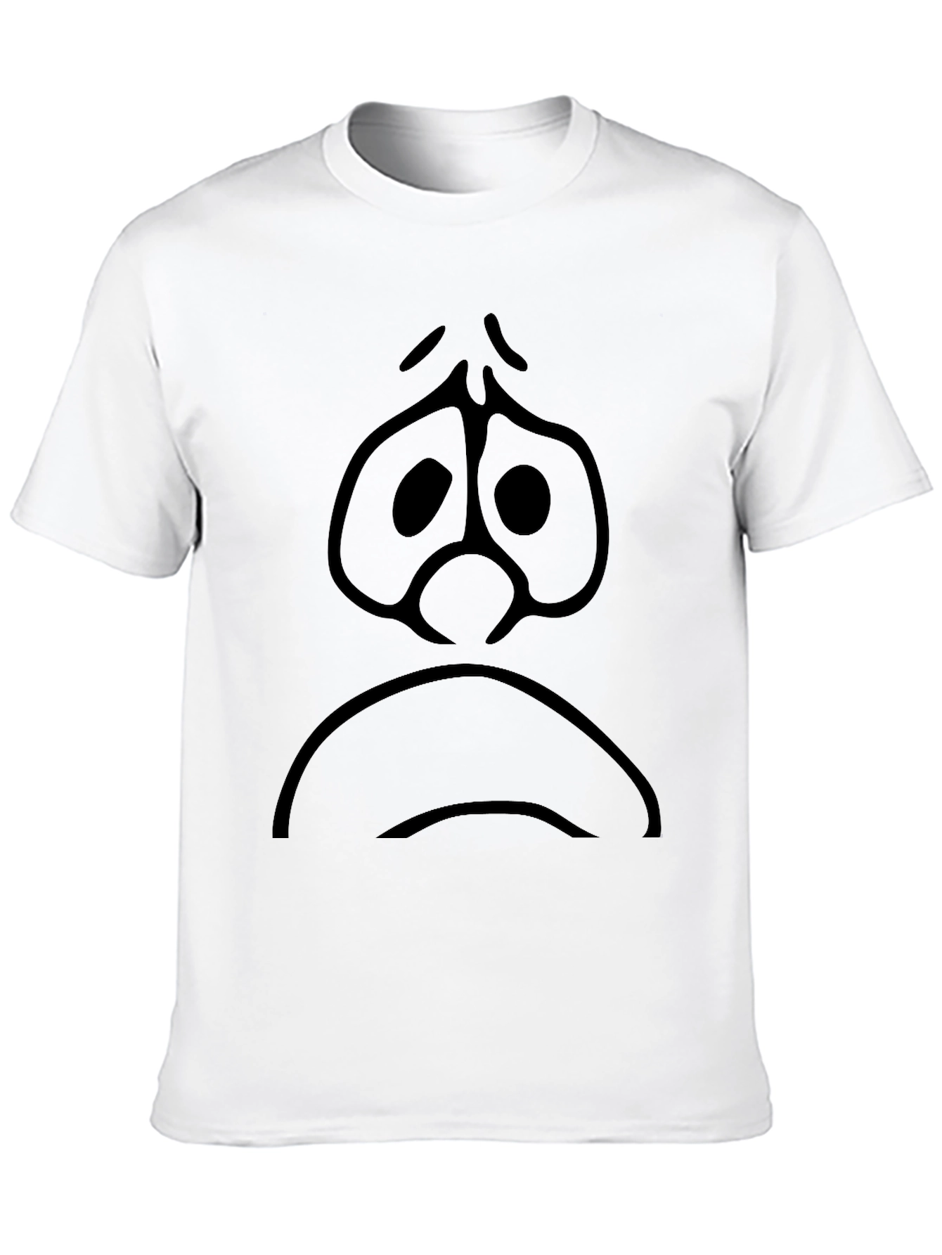 Sad Face Graphic Tee - Black Cotton Comfort