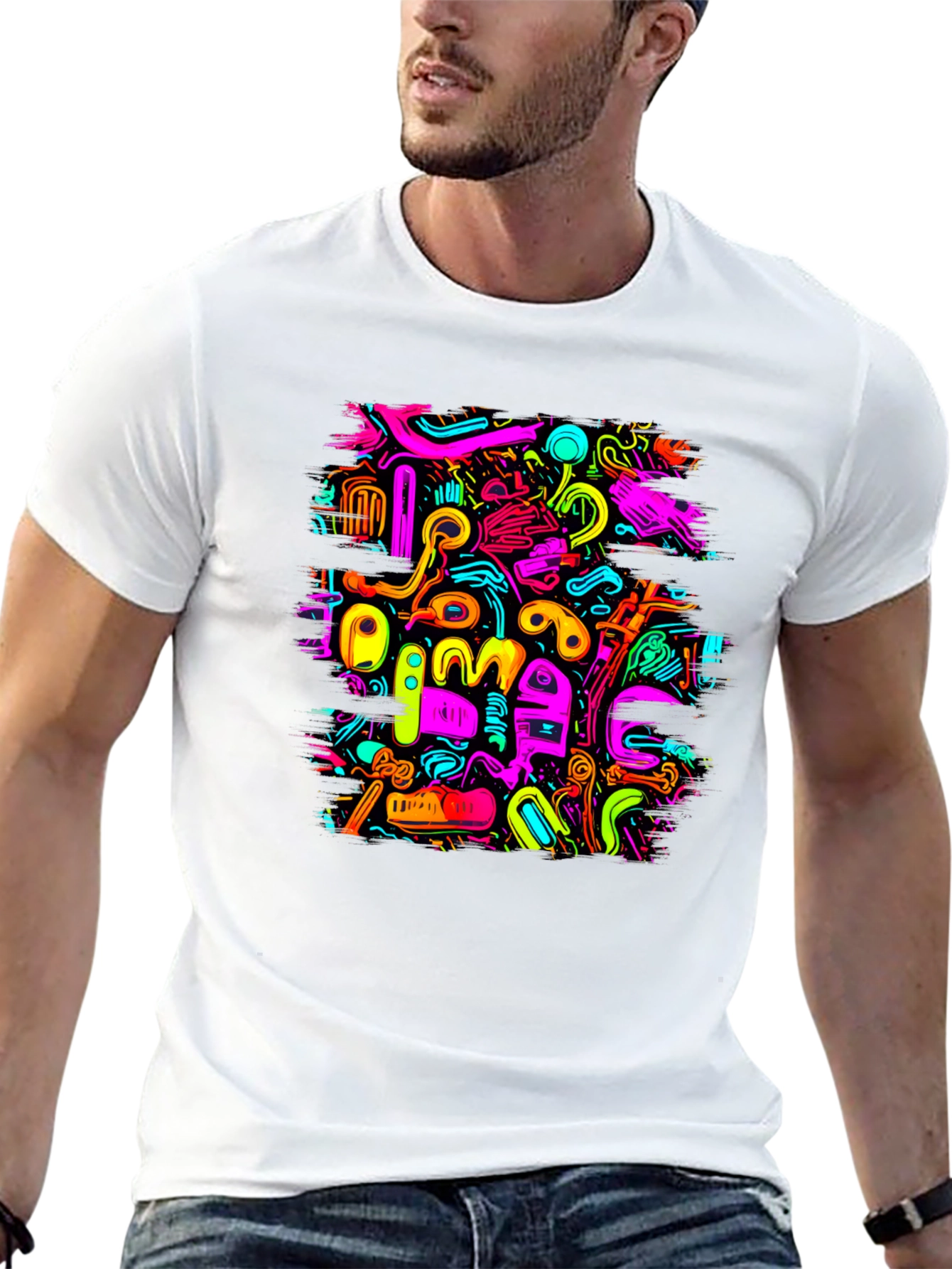Abstract Art Graphic Print Black T-Shirt